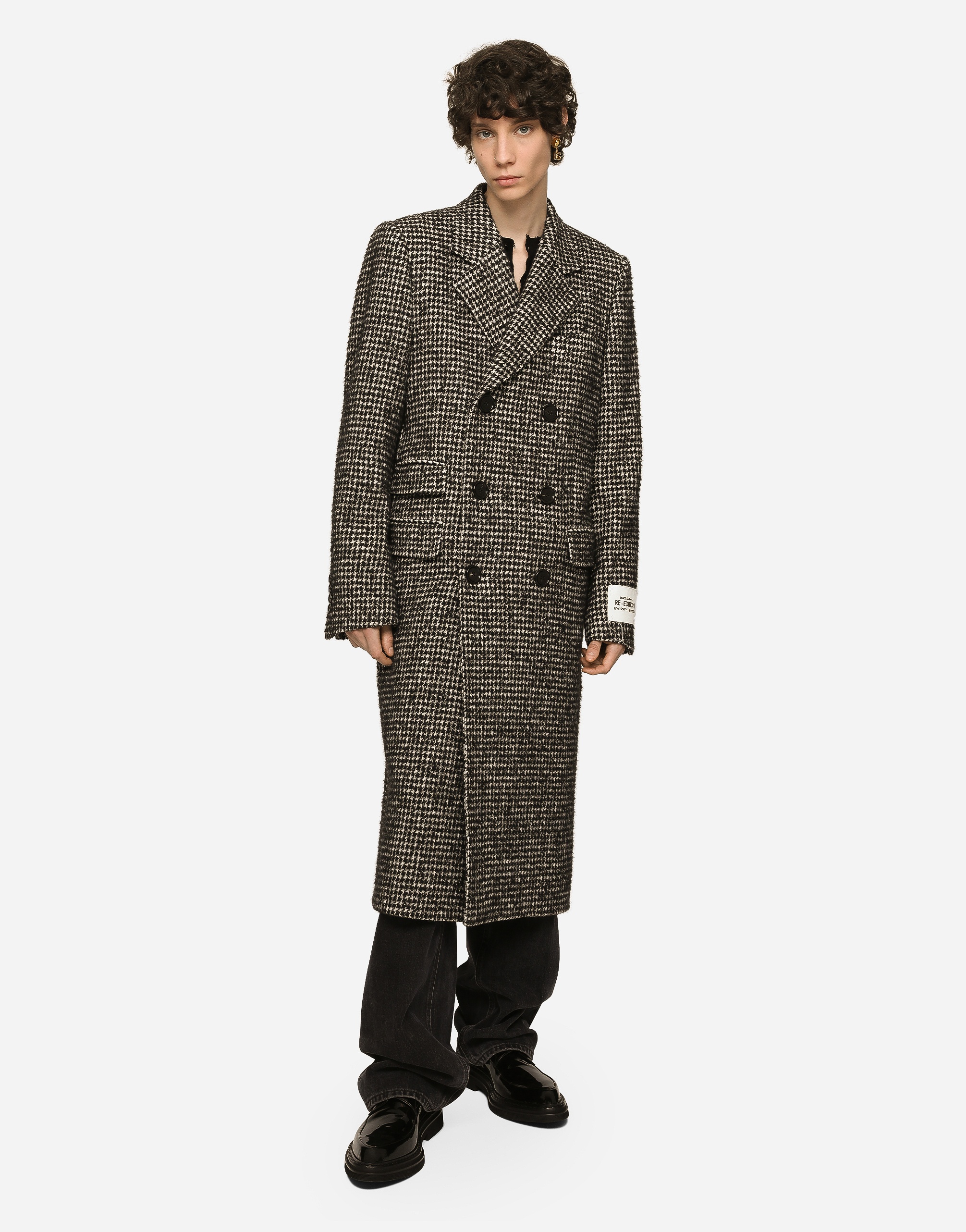 Double-breasted wool houndstooth coat - 2