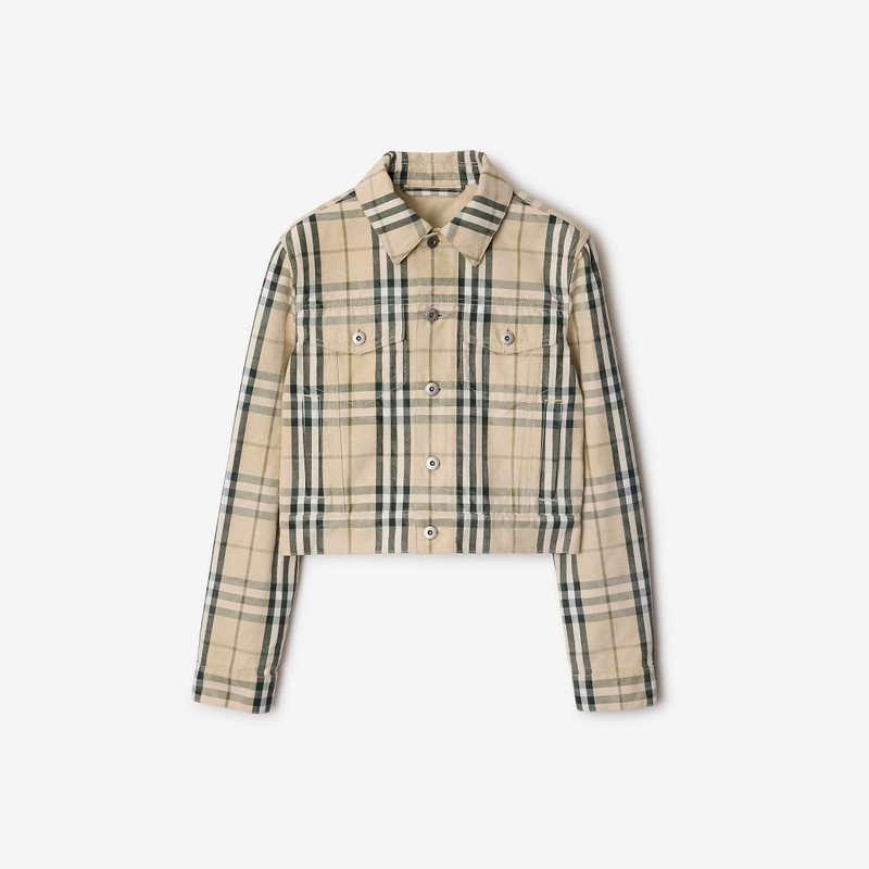 Cropped Check Denim Jacket 1