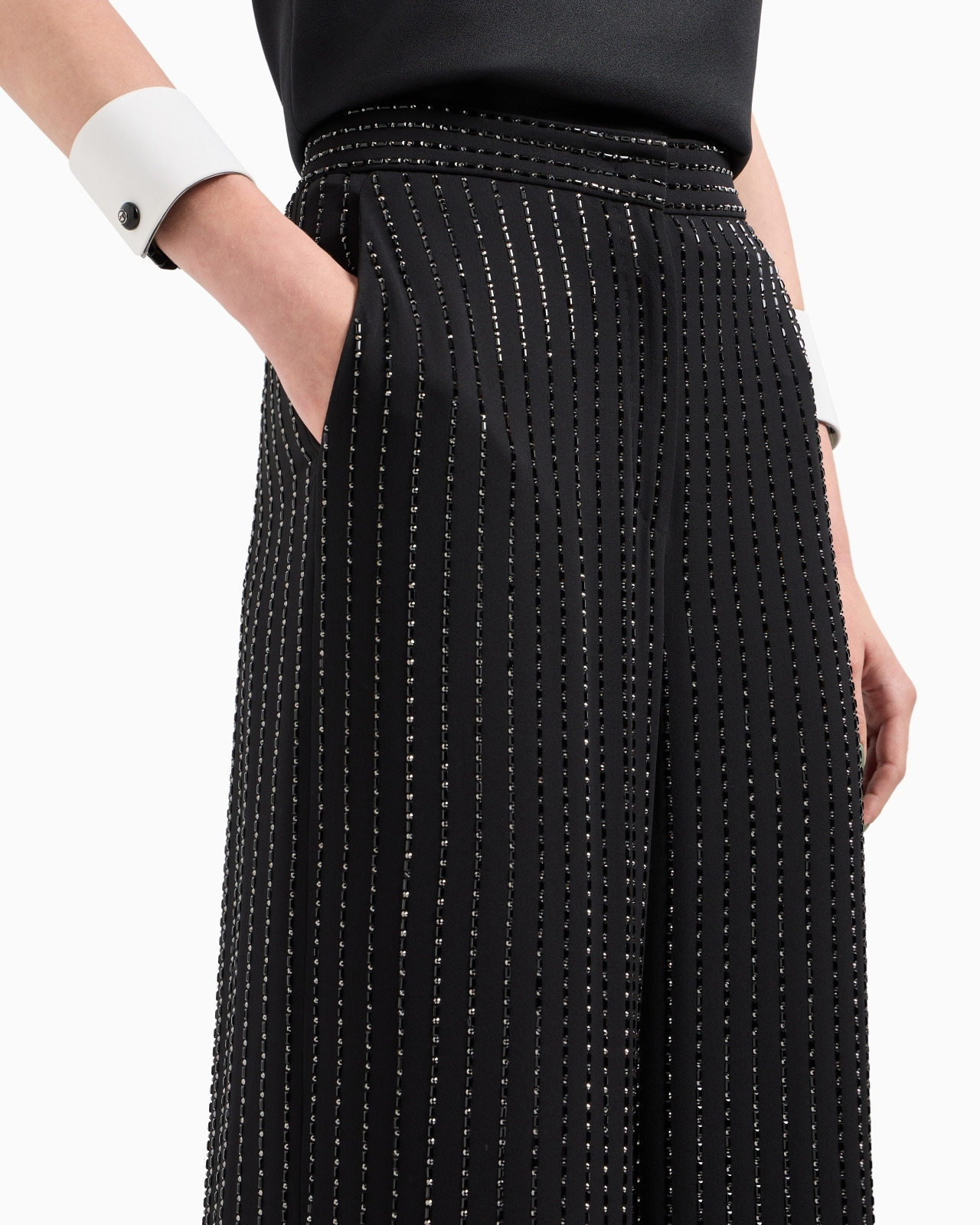 WIDE-LEG SILK TROUSERS WITH EMBROIDERY - 5