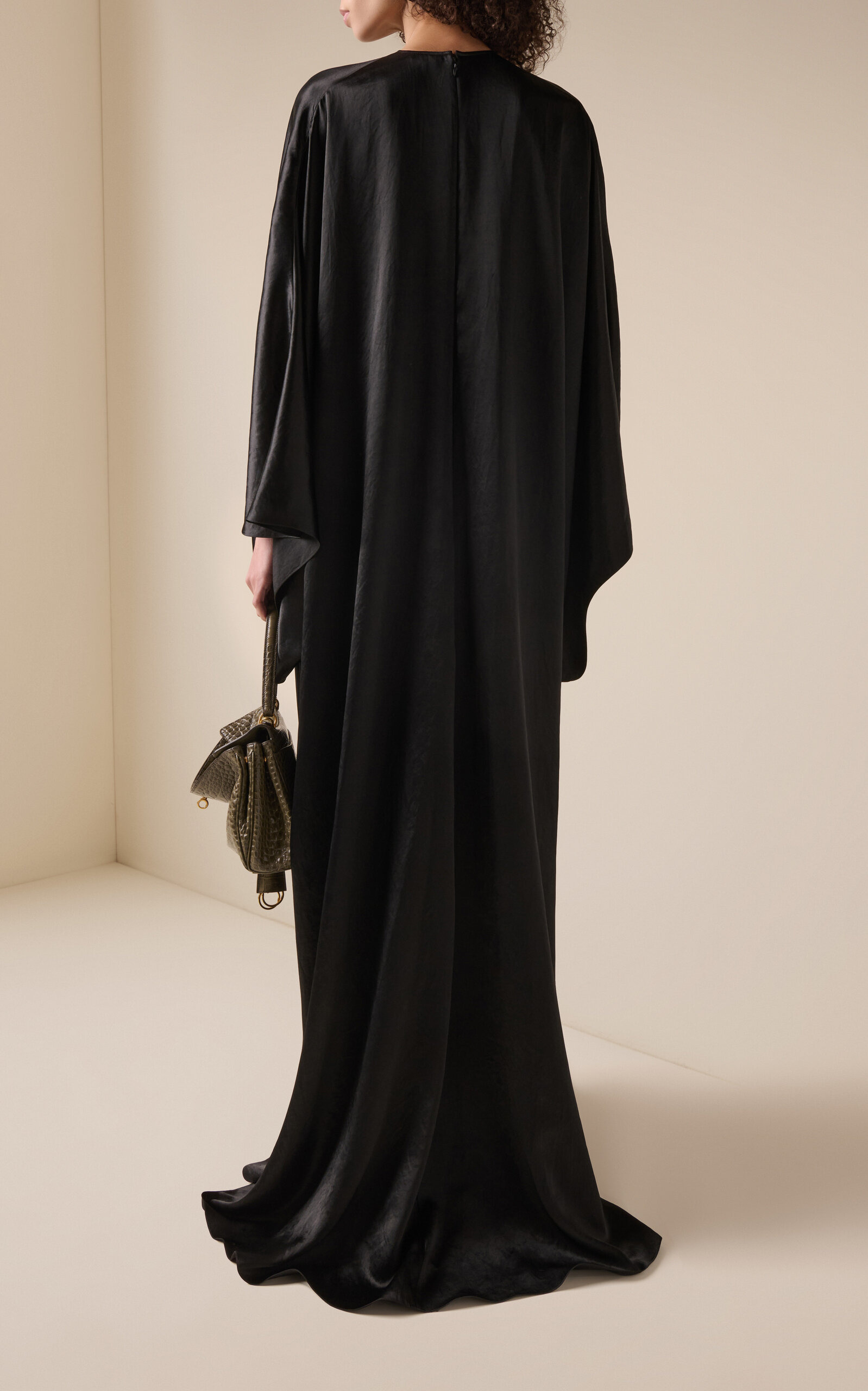 Satin Maxi Caftan Dress black - 4
