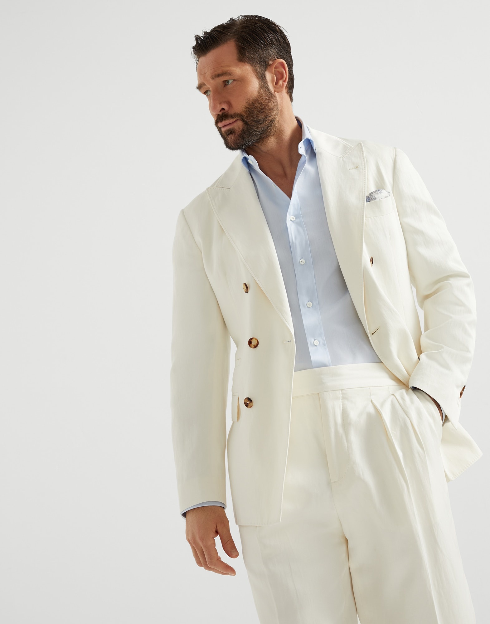 Twill slim fit shirt with spread collar - 4