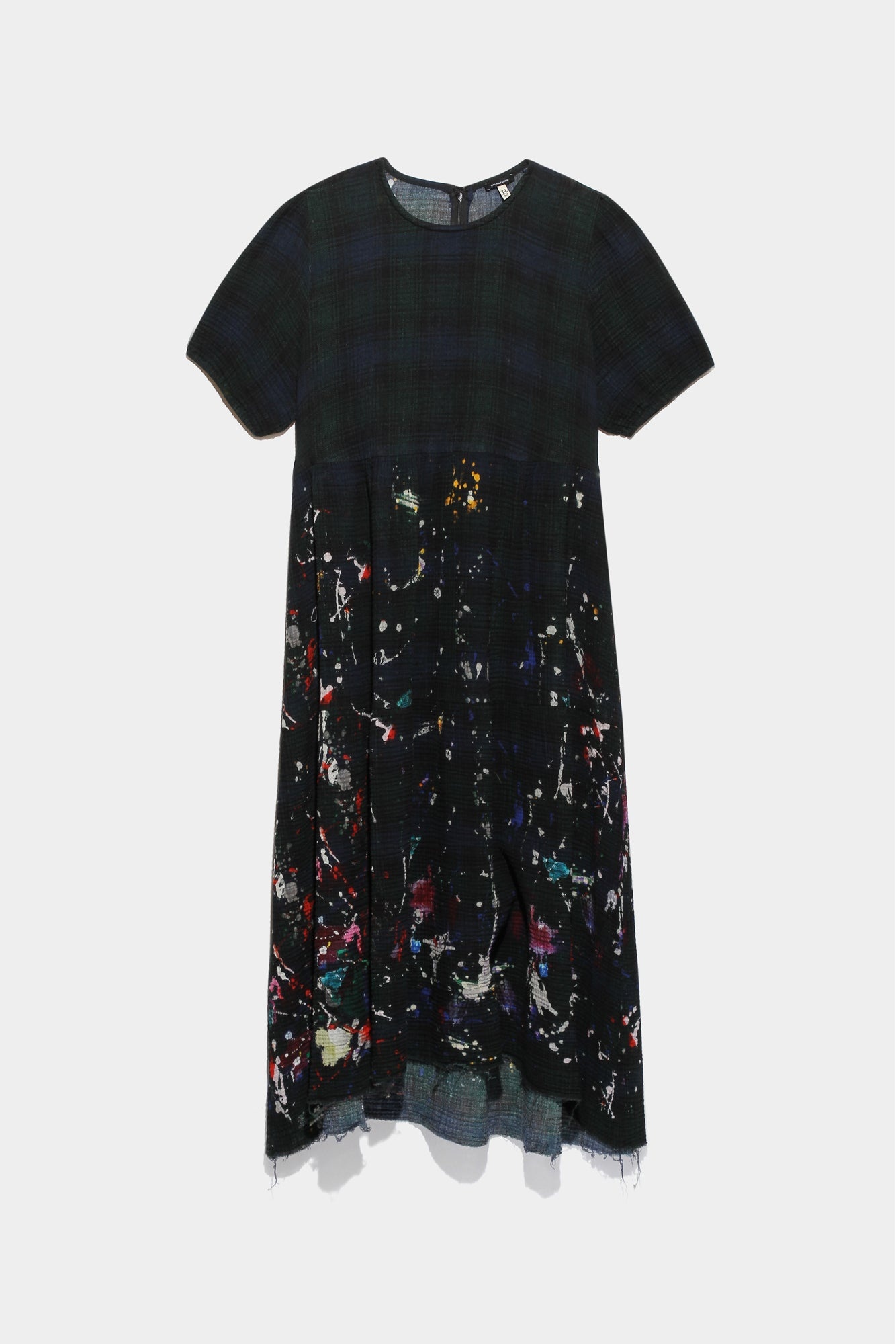 PAINT SPLATTER MIDI - NAVY PLAID - 1