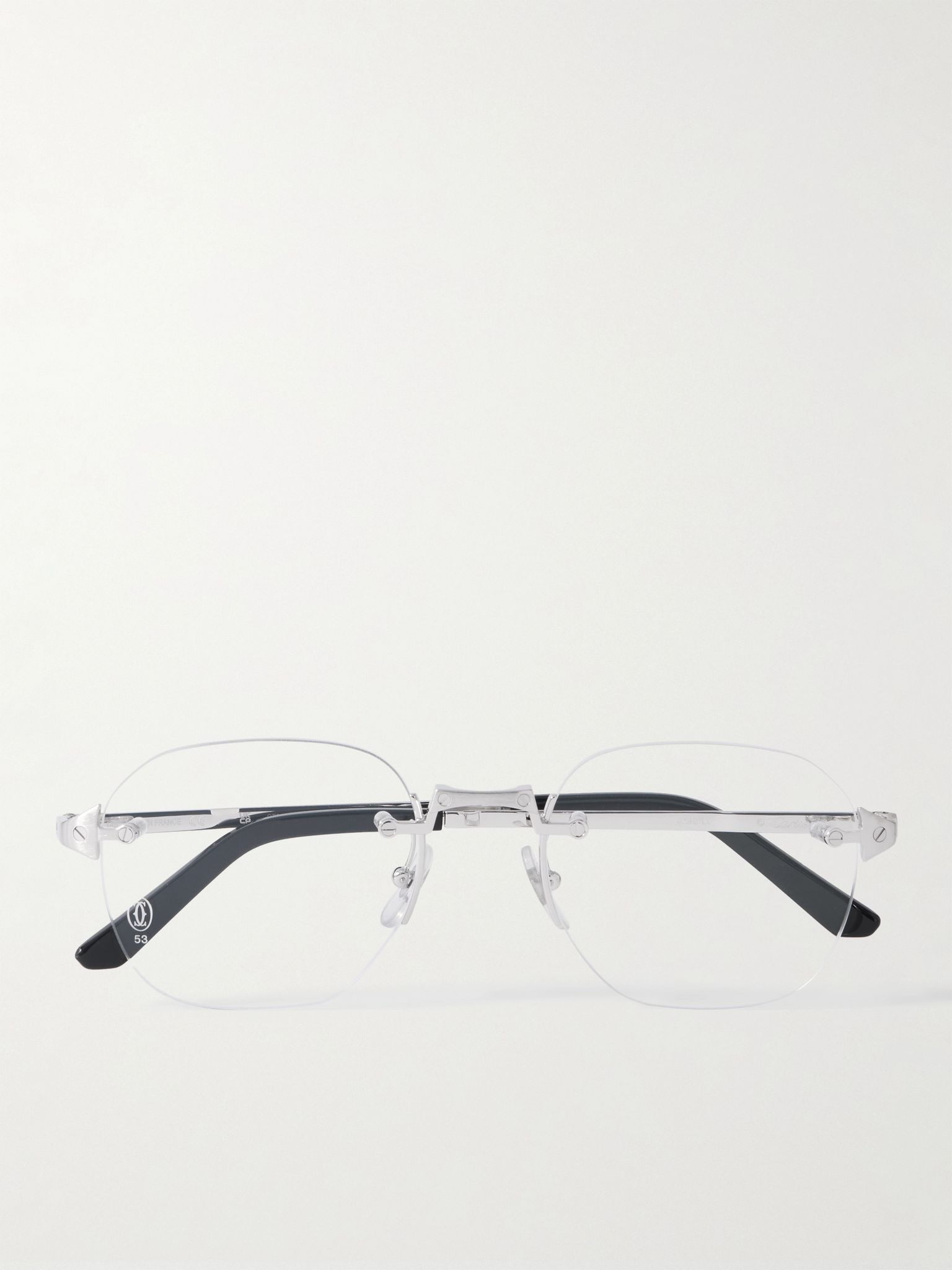 Santos de Cartier Rimless D-Frame Silver-Tone Optical Glasses Silver - 1