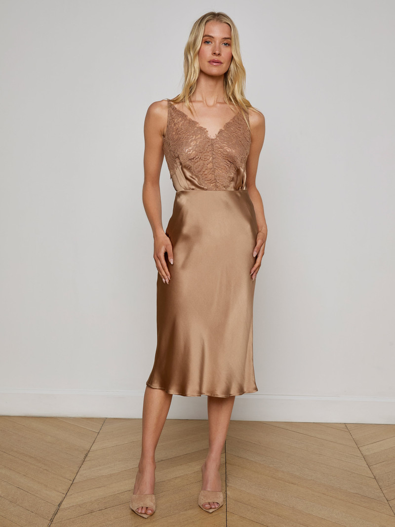 L'AGENCE Perin Silk Midi Skirt outlook