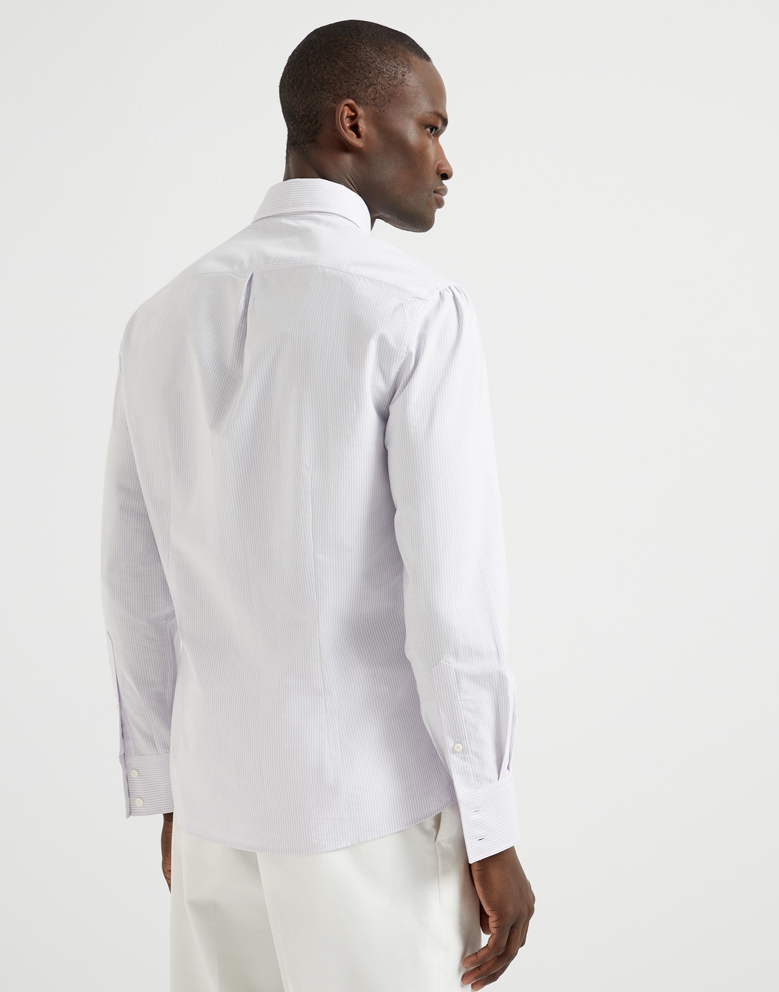 Striped poplin slim fit shirt with button-down collar - 2