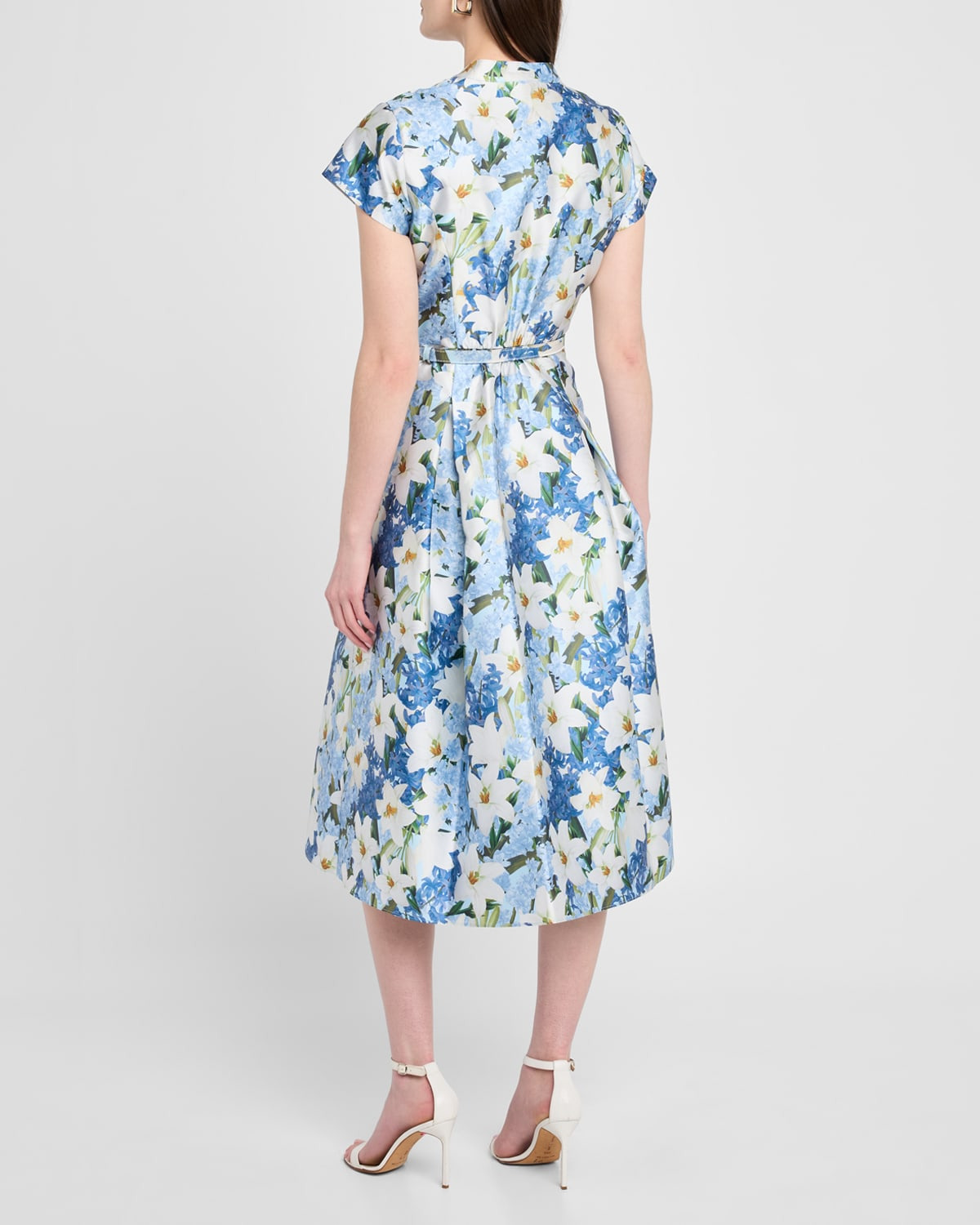 Martine Pleated Floral-Print Mikado Midi Dress - 3
