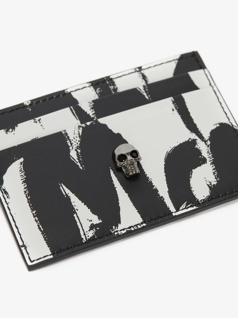 Mcqueen Graffiti Card Holder in Black/white - 4