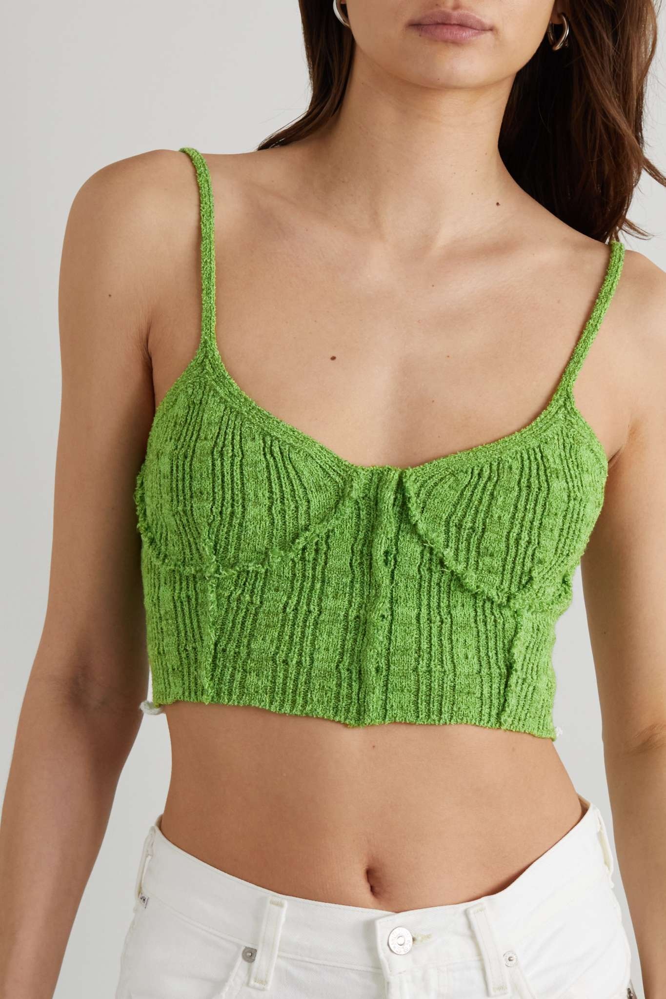 Cropped ribbed wool-blend camisole - 3