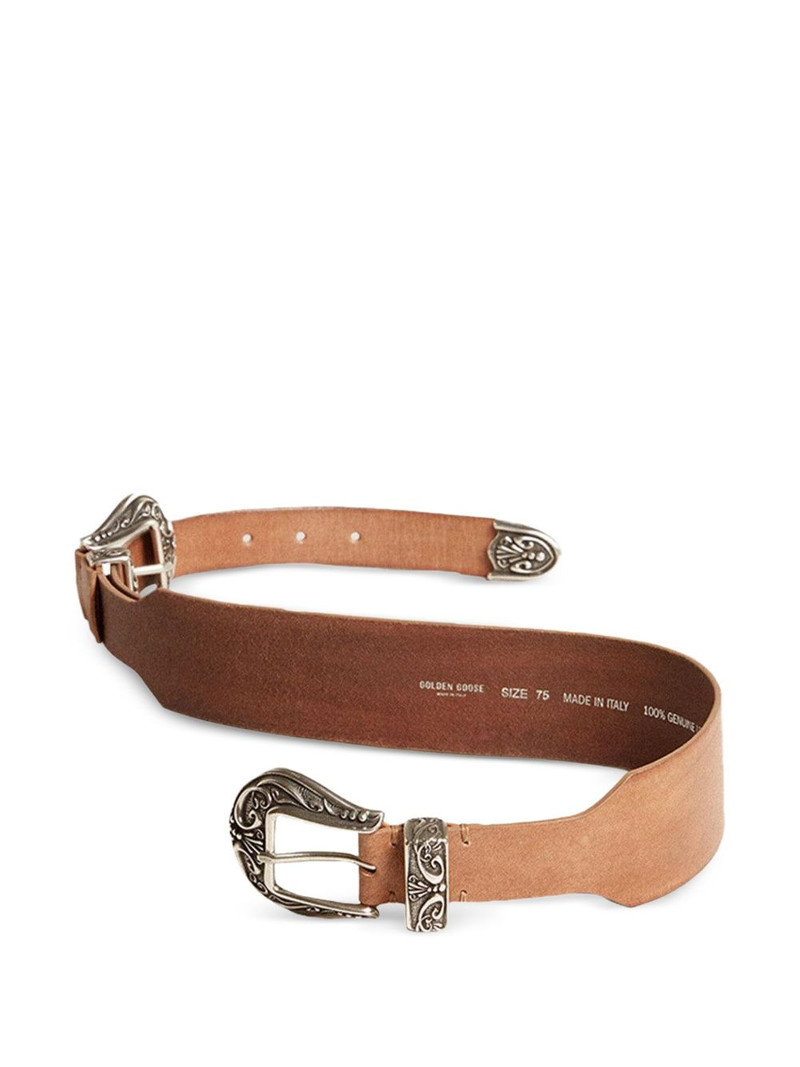 Golden Goose double-buckle leather belt outlook
