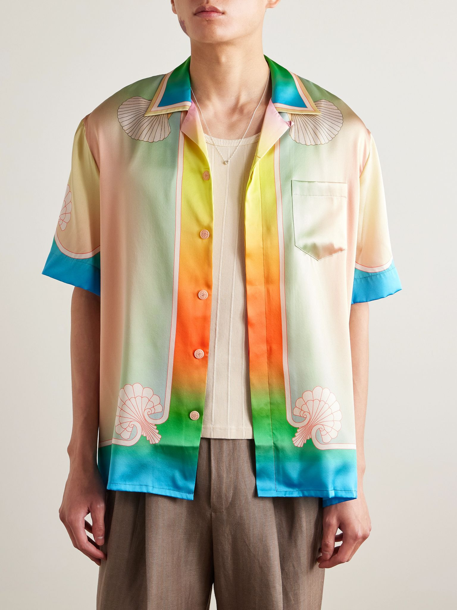 Lucid Dreams Convertible-Collar Printed Silk Shirt Multi - 3