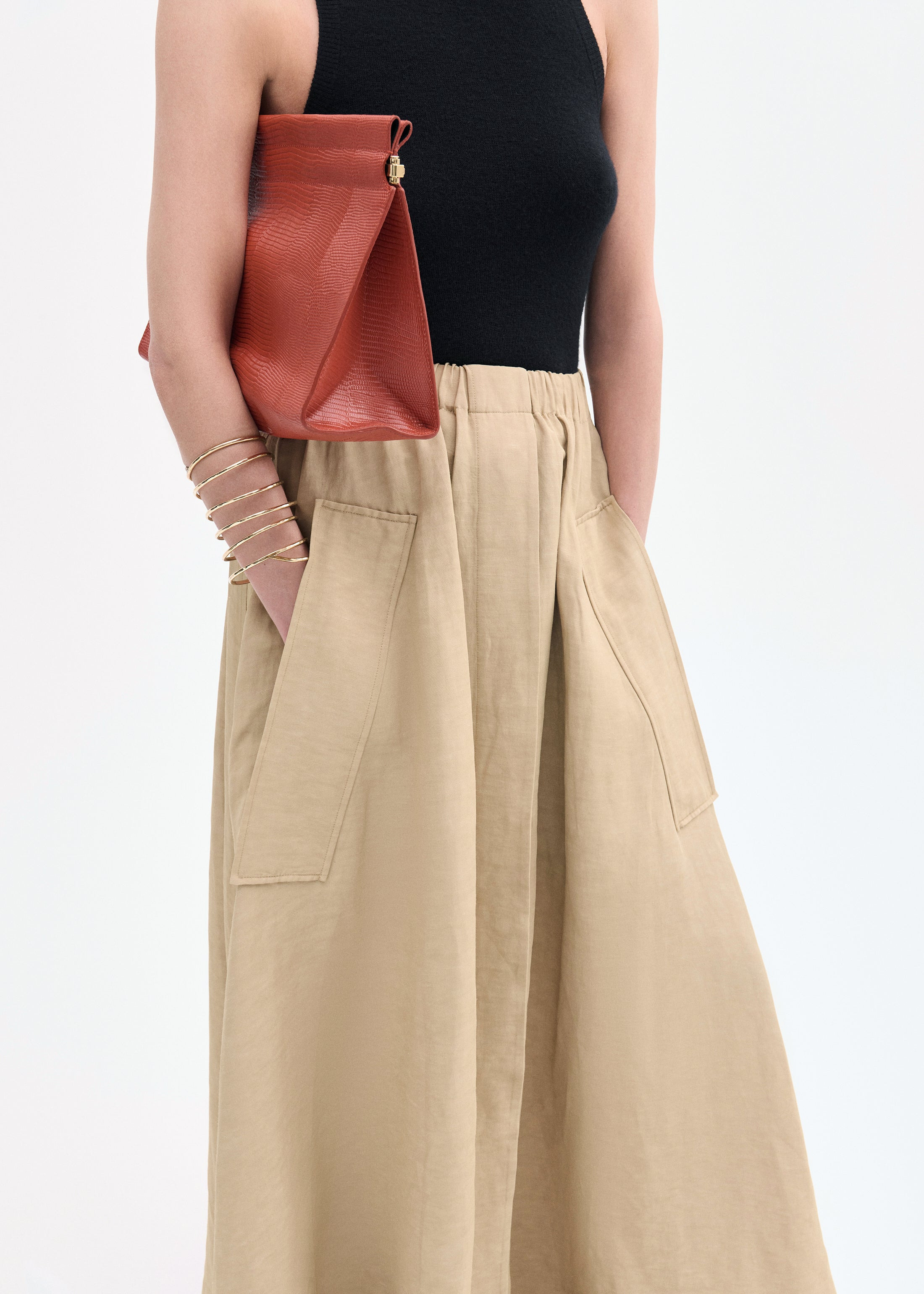 Parachute Skirt in Viscose Linen - 4