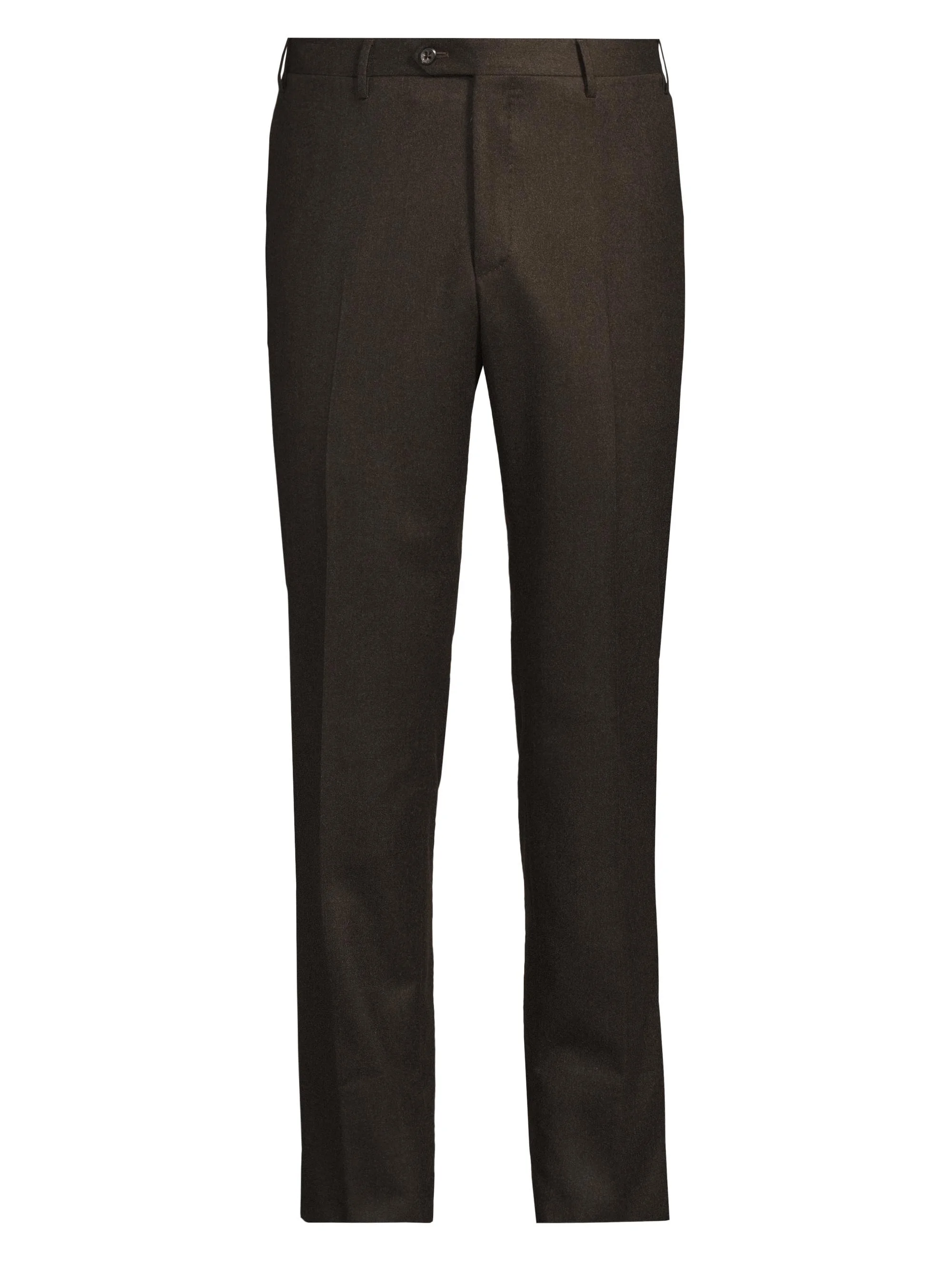Men's Wool Flannel Slim-Fit Trousers - Brown - 1