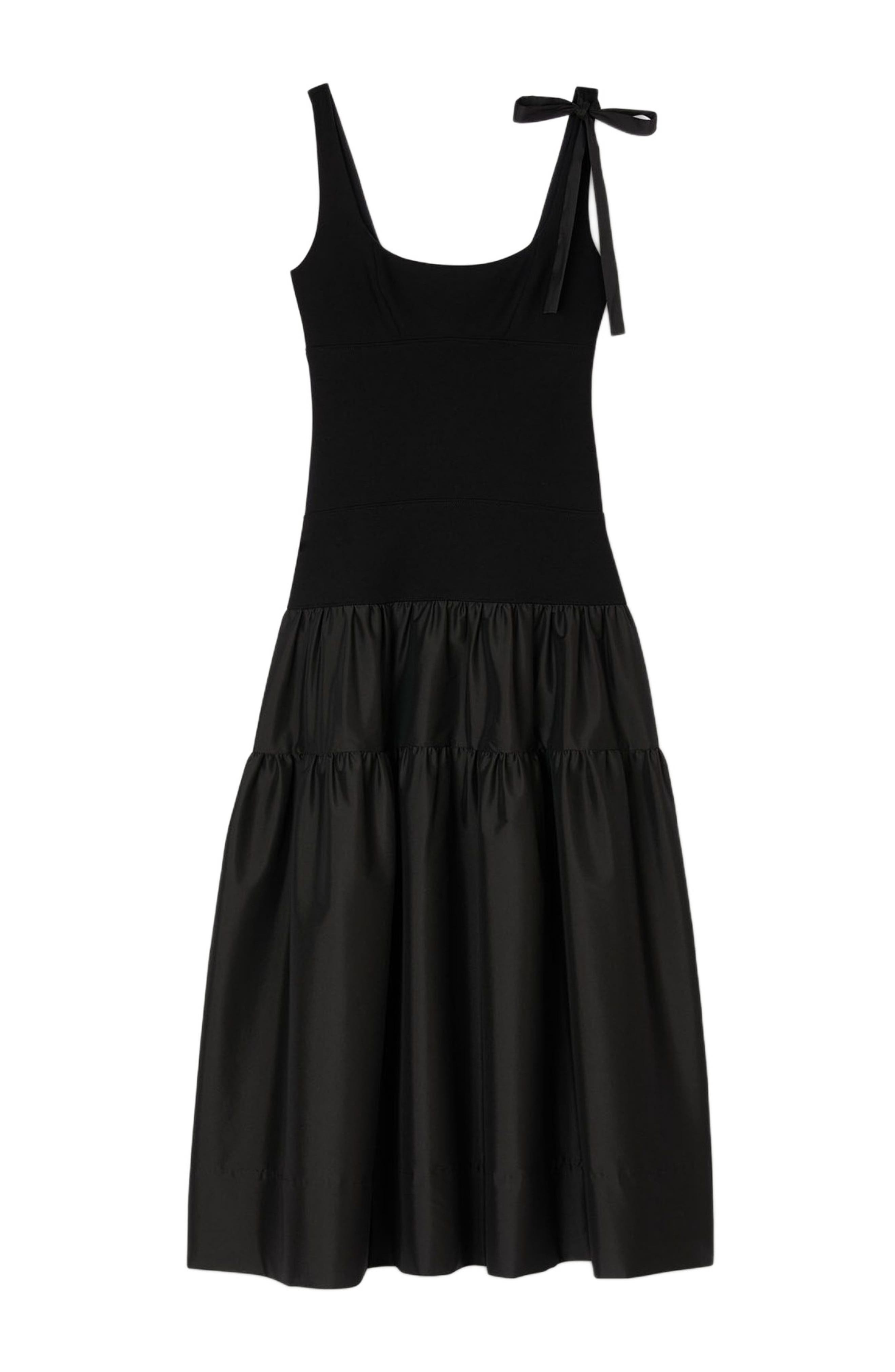 SANDRO Long dual-material dress in Black at Nordstrom - 6