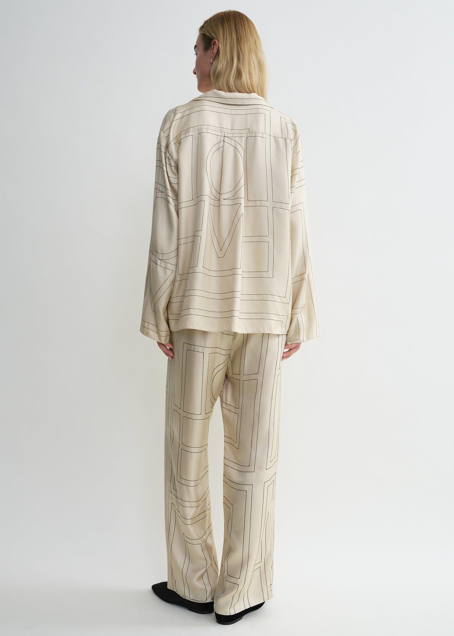 Monogram silk pj top ivory - 4