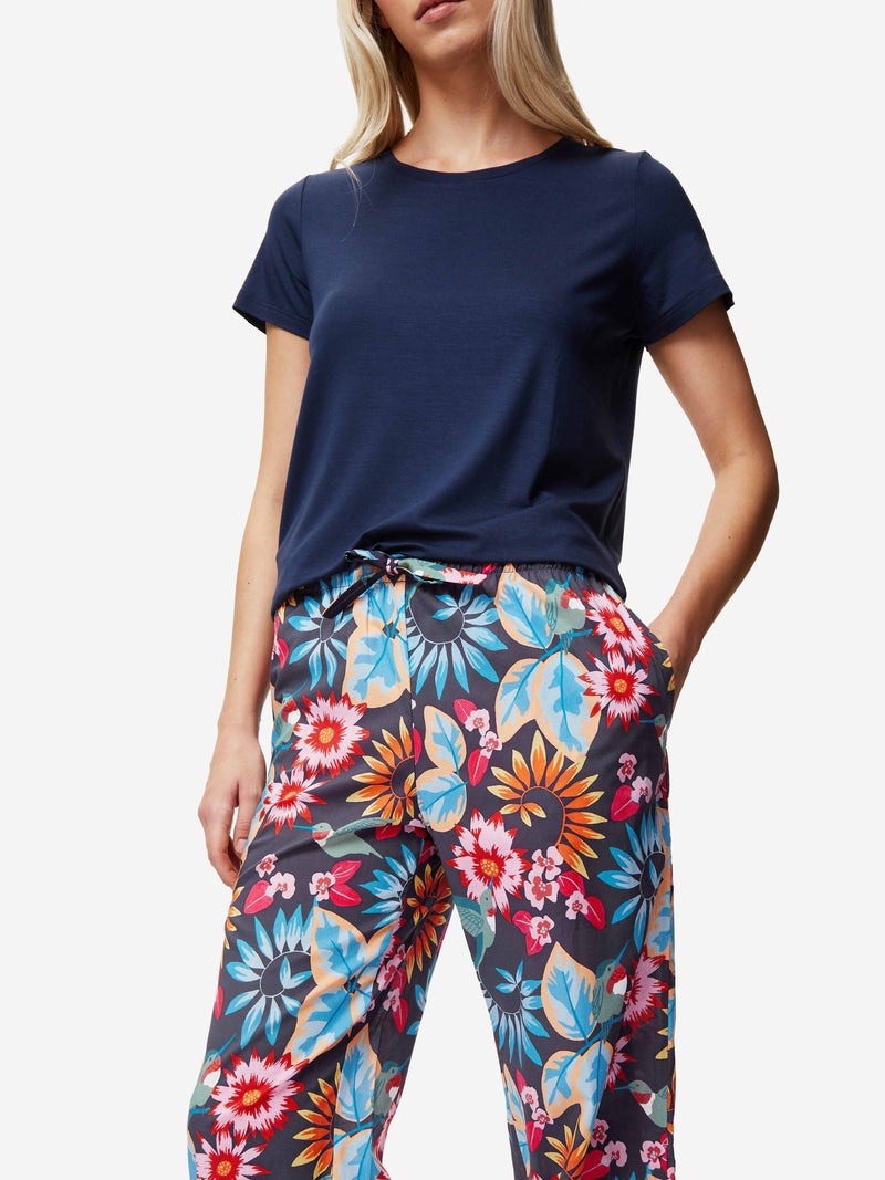 Women's Lounge Trousers Ledbury 60 Cotton Batiste Navy - 2