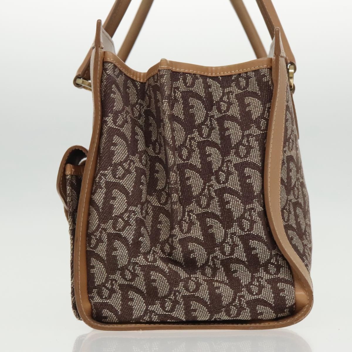 DIOR Trotter Canvas Hand Bag Beige Brown Gold - 3