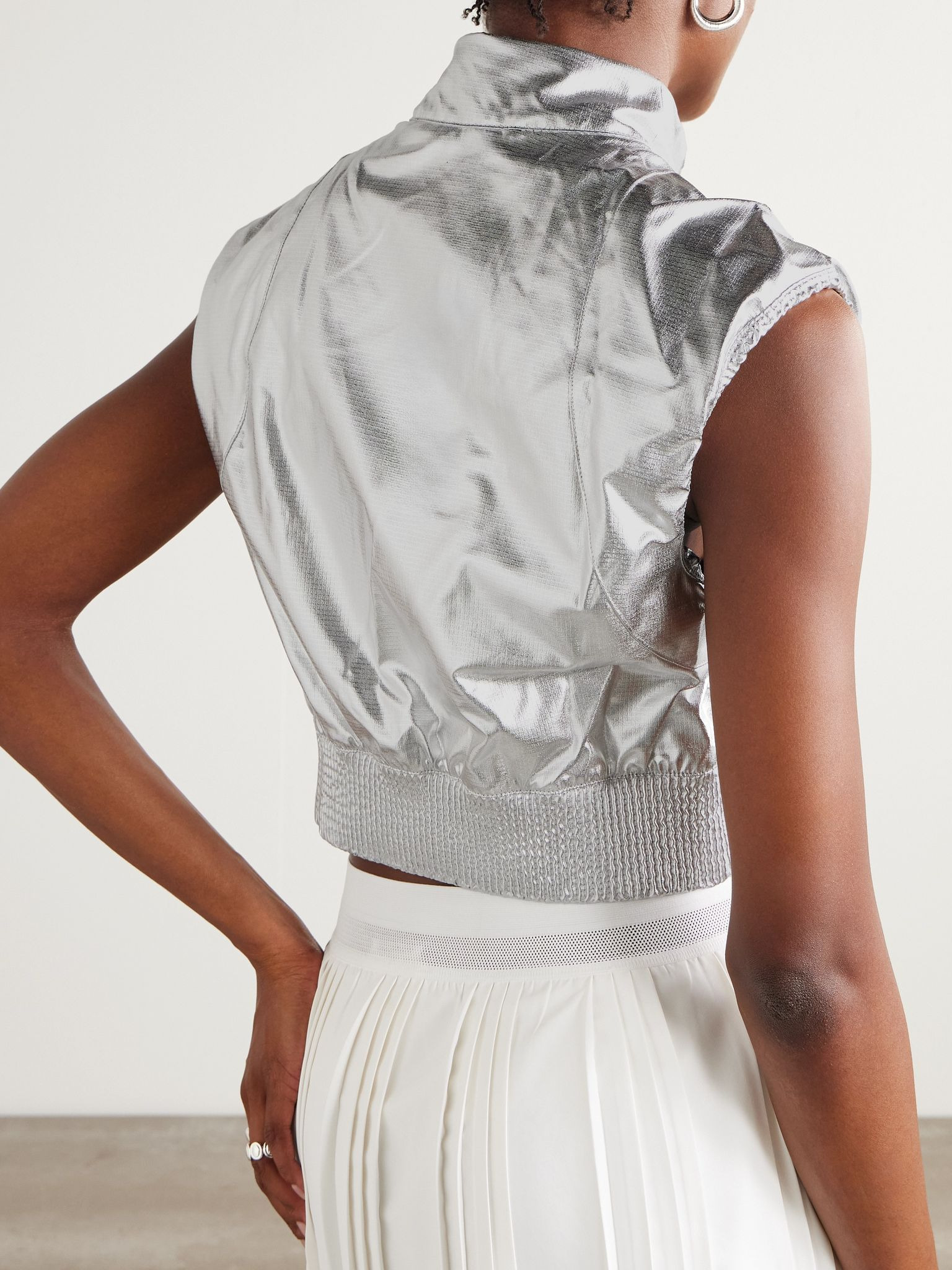 Embroidered metallic ripstop vest Metallic - 3