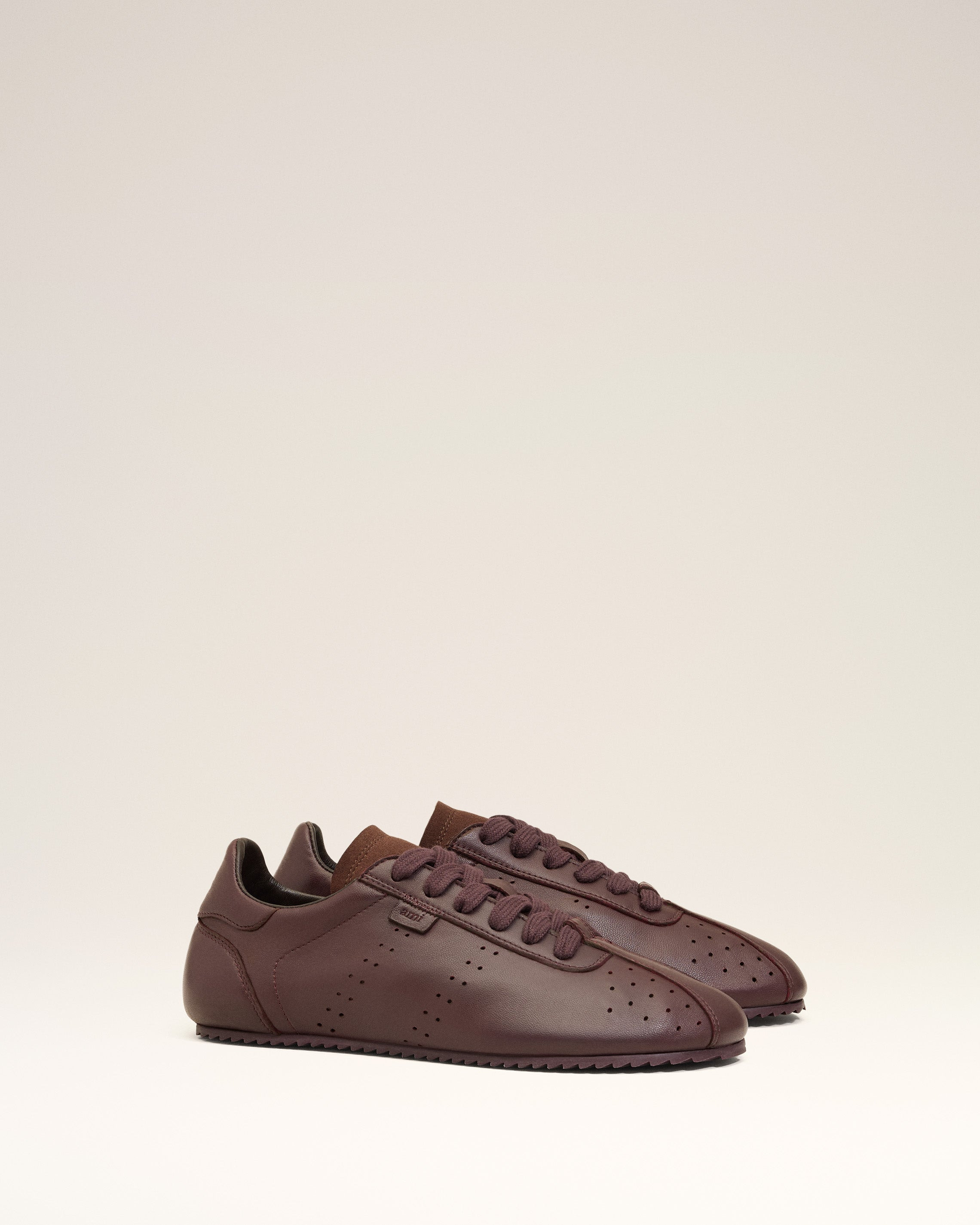 BURGUNDY SMOOTH LEATHER LOW TOP STEP SNEAKERS - 3