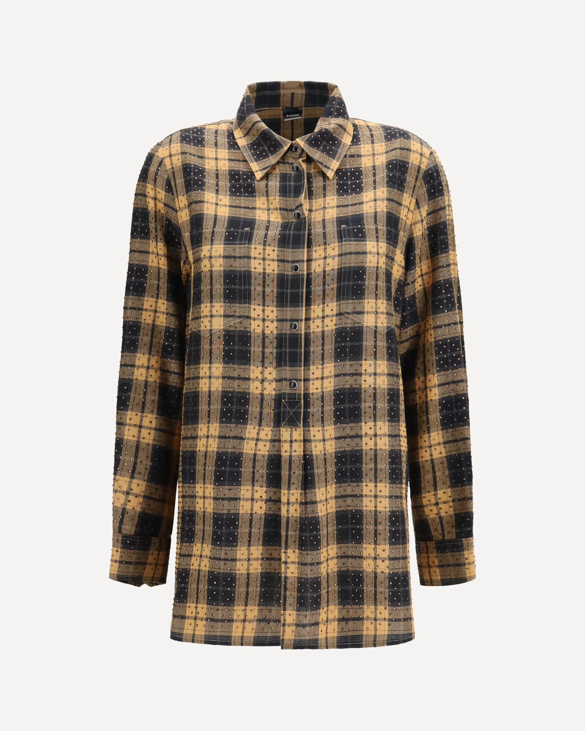 Barbellino check pattern Shirt with all-over micro rhinestones - 1
