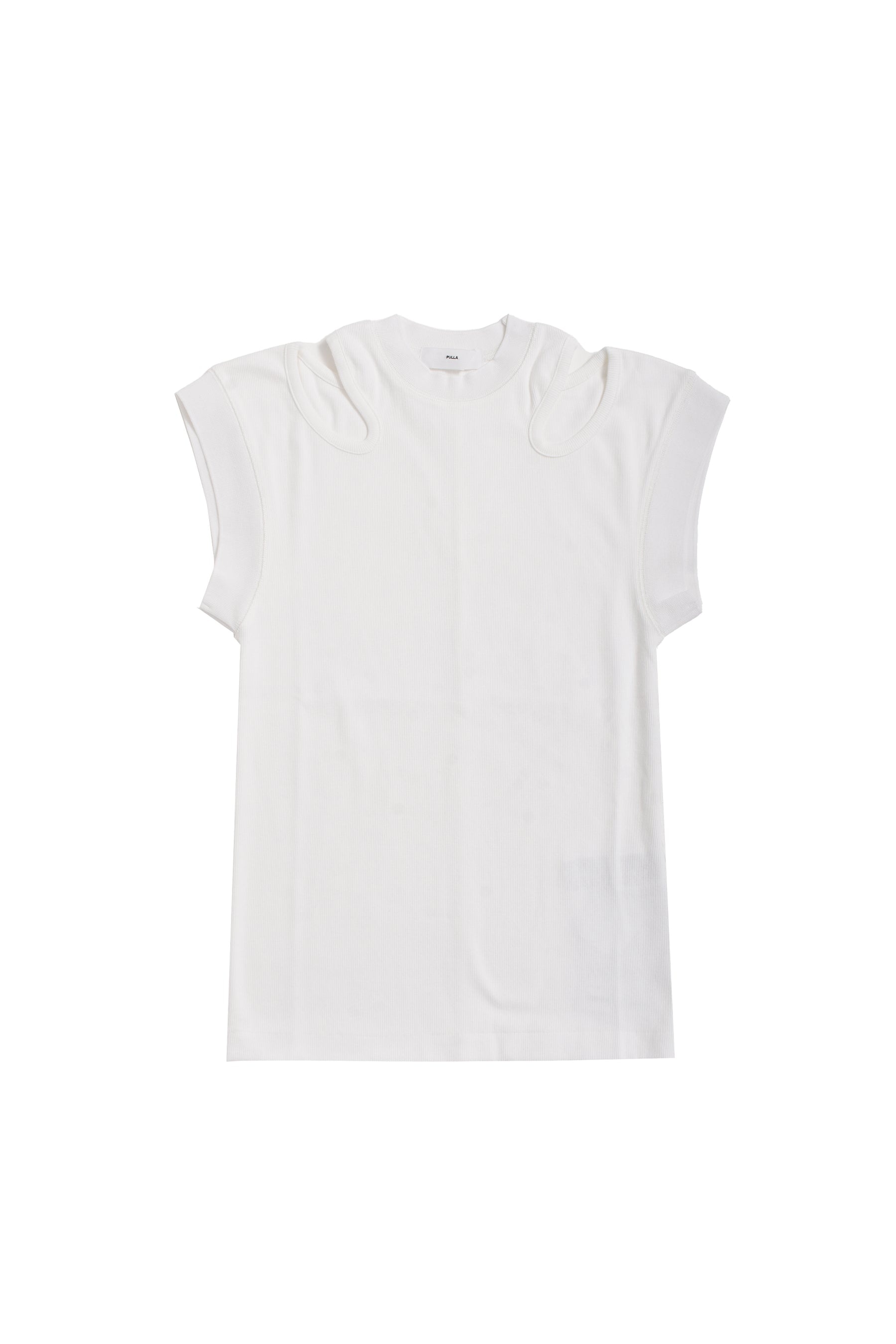 RIB JERSEY SLEEVELESS TOP / WHT - 1