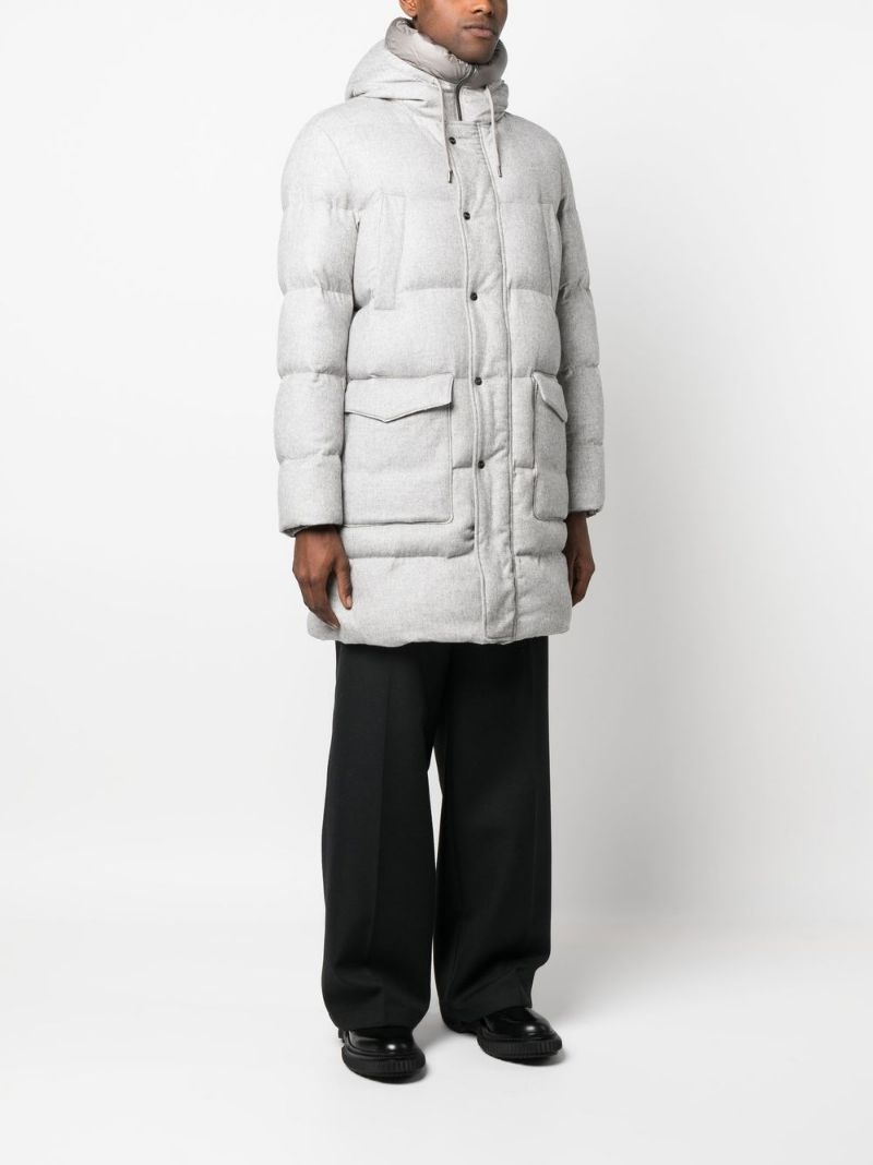 contrast-trim padded coat - 3