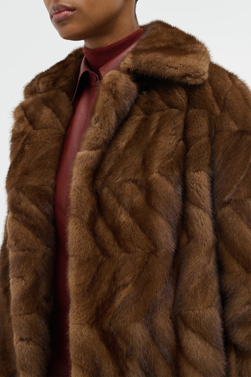 Torstein Coat in Mahogany Recycled Mink Fur 6