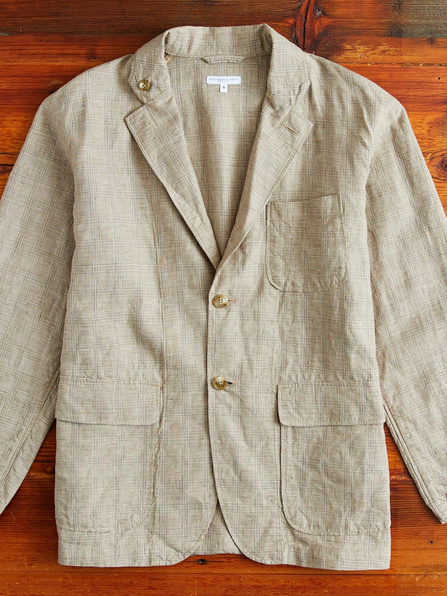 Loiter Jacket in Beige Linen Glen Plaid - 1