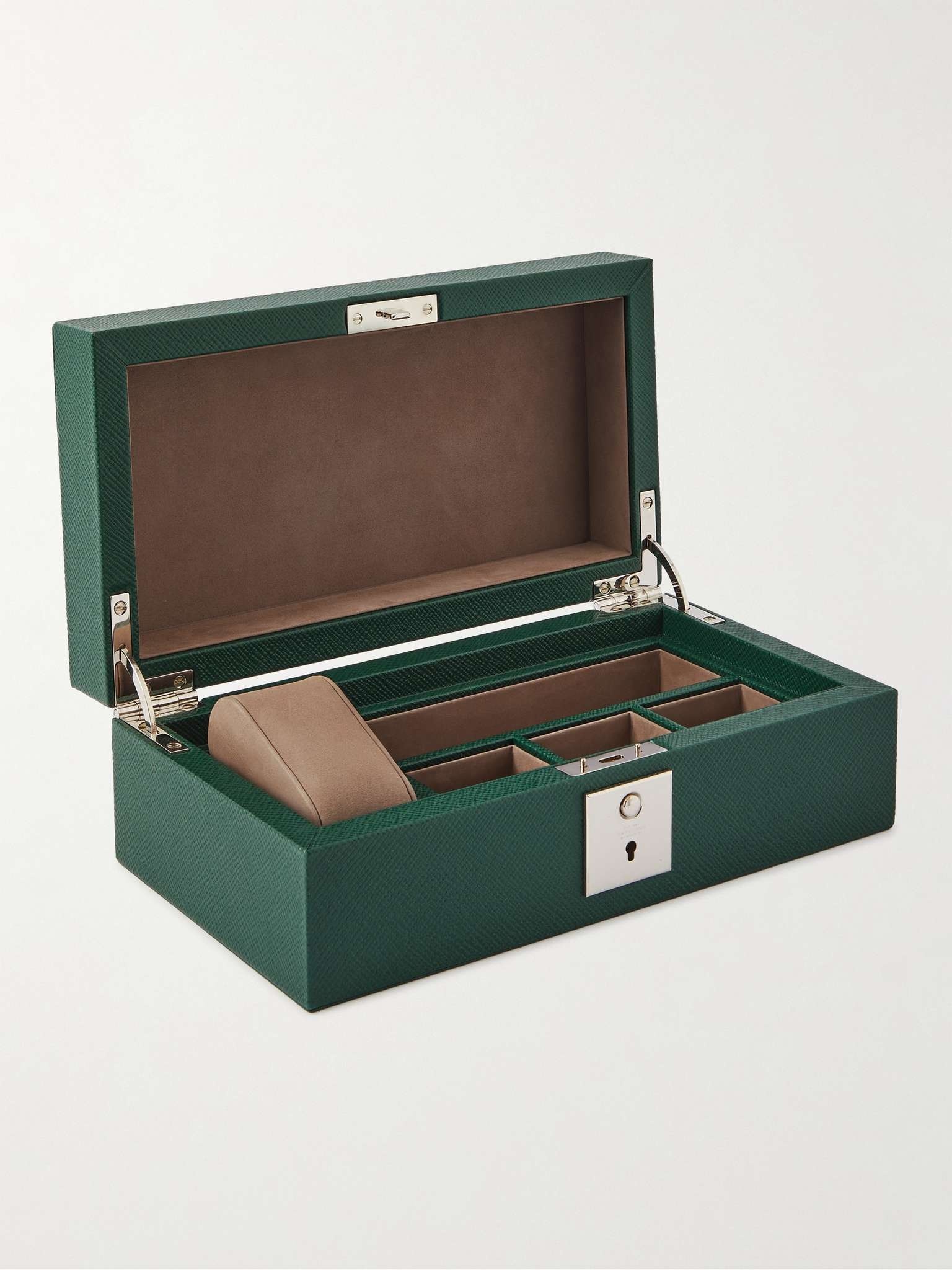 Panama Cross-Grain Leather Watch and Cufflinks Box - 2