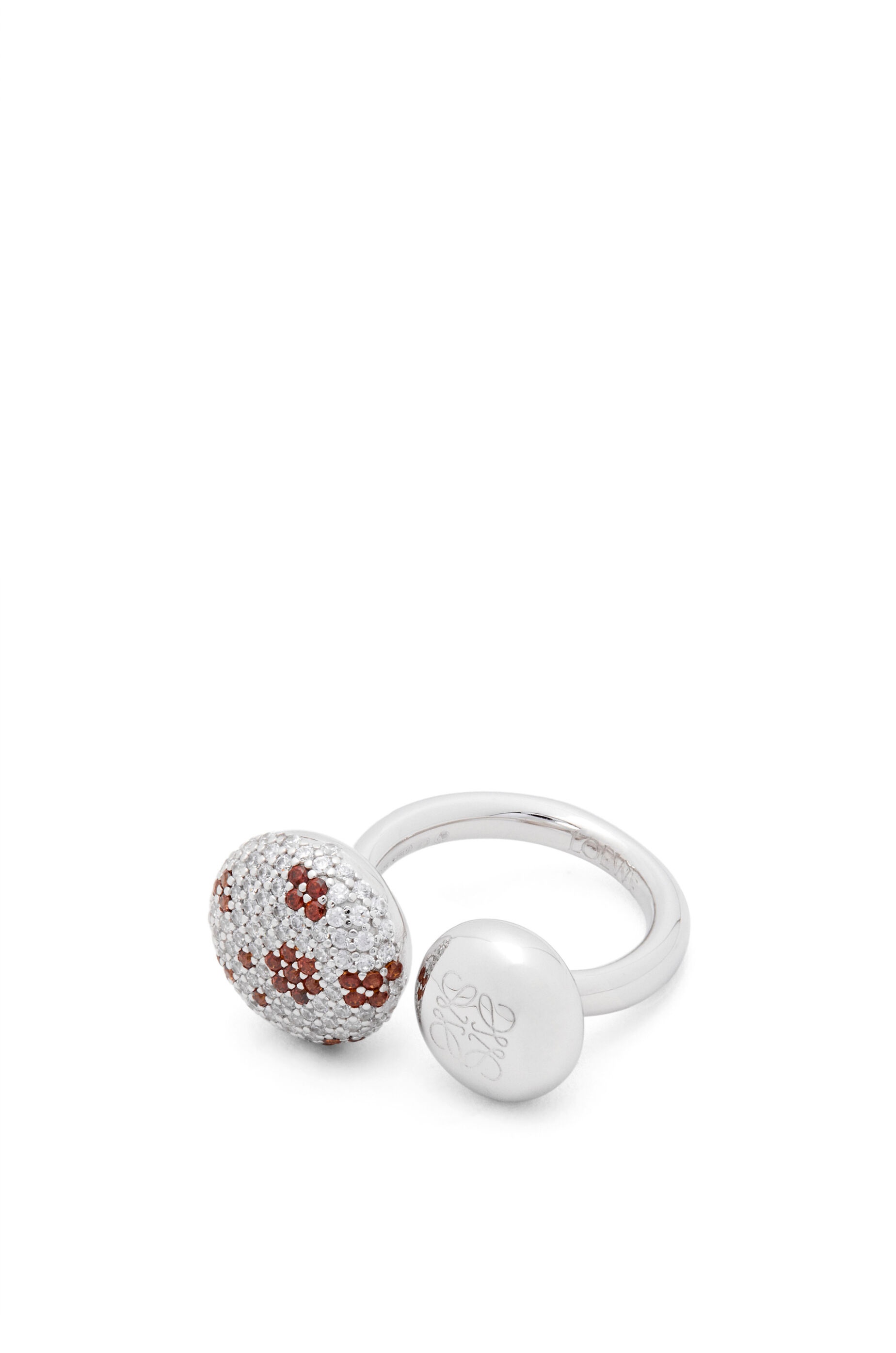 Anagram Pebble double ring in sterling silver and crystals - 1