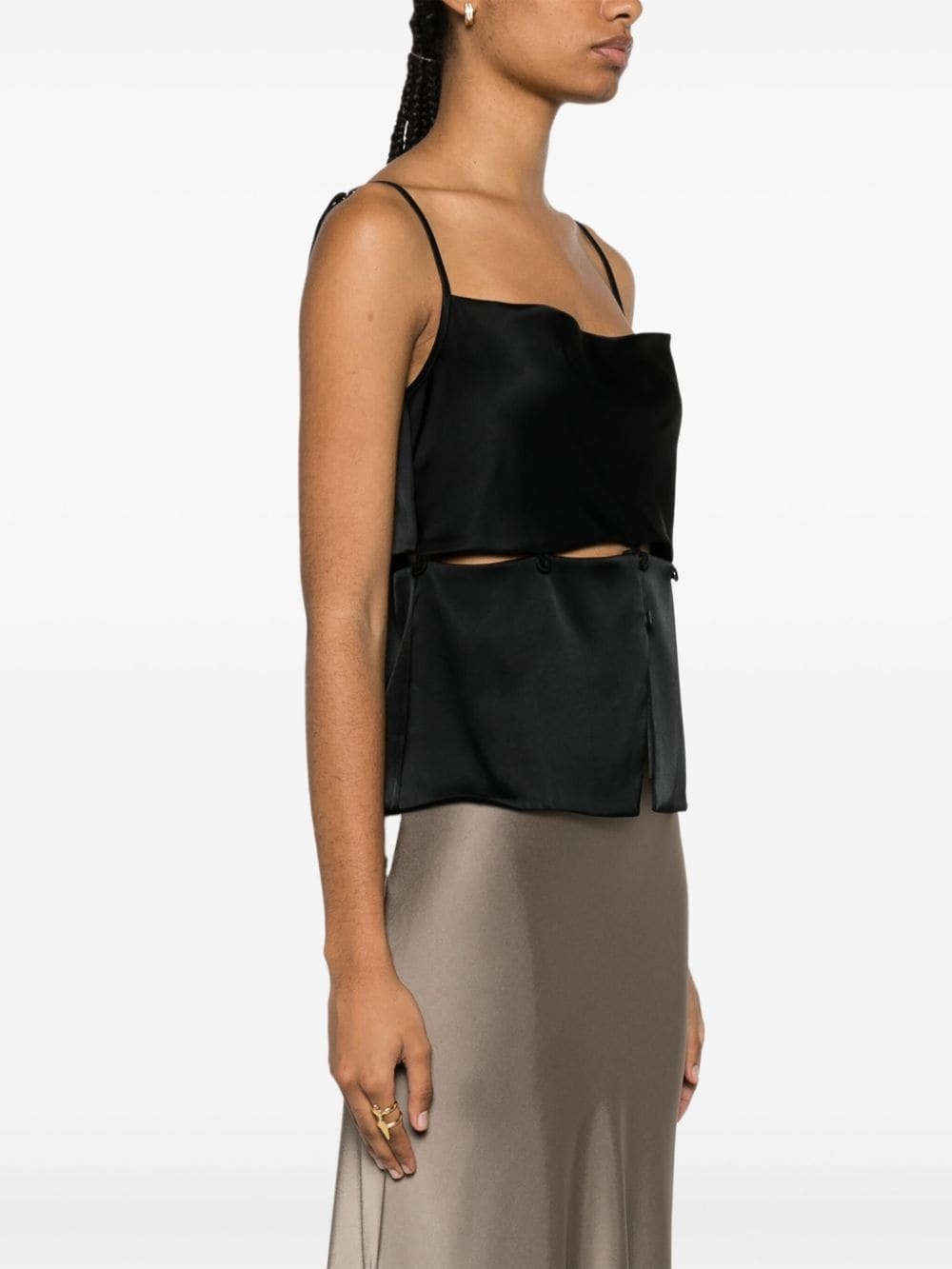 modular peplum-waist satin tank top - 3