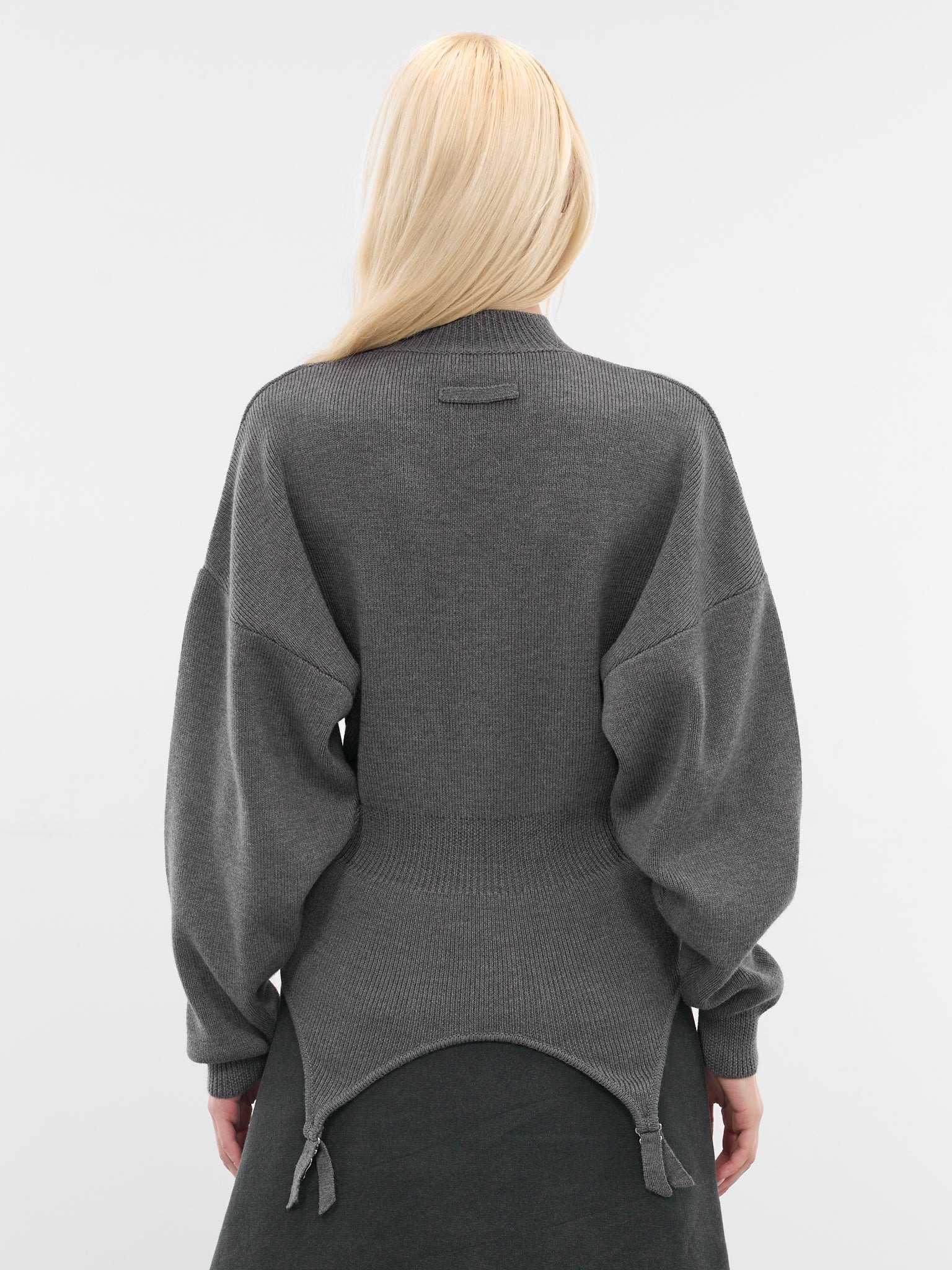 Gray Wool Garter Sweater - 3