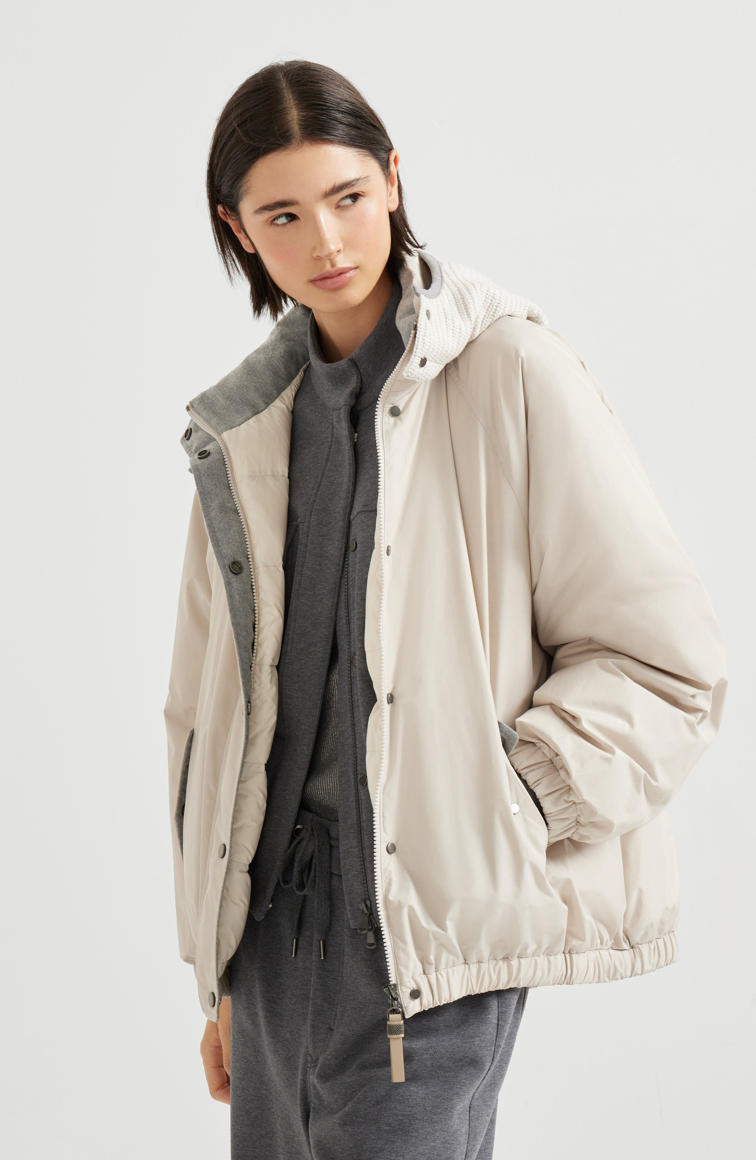 Brunello Cucinelli Water-resistant taffeta down jacket in Light Grey at Nordstrom - 5