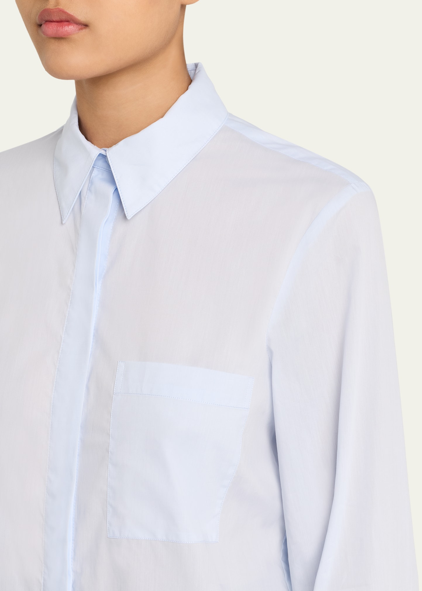Cotton Button-Front Boyfriend Shirt - 5