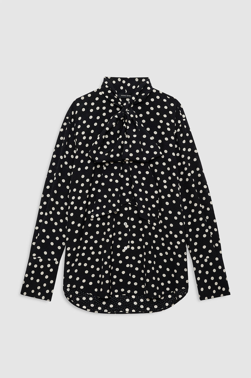 Ruby Shirt - Black And White Double Dot Jacquard 1