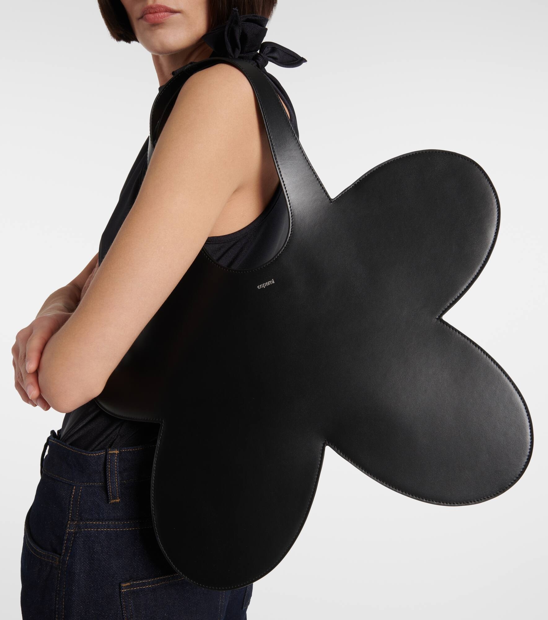 Flower leather tote bag - 2