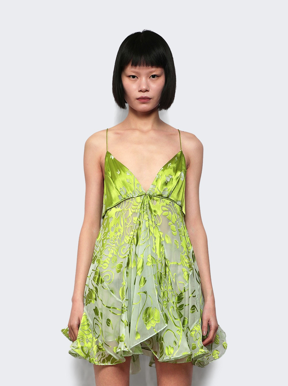 Burnout Fluted Chemise Dress Mint And Sour Green - 2