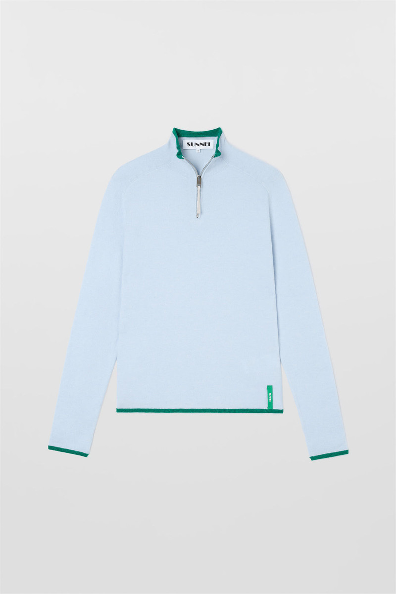 FITTED LONGSLEEVE W ZIP / alice blue 1