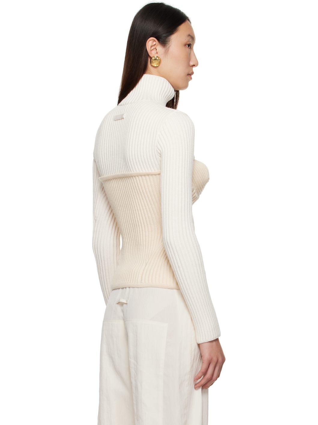 White & Off-White Corset Turtleneck - 3
