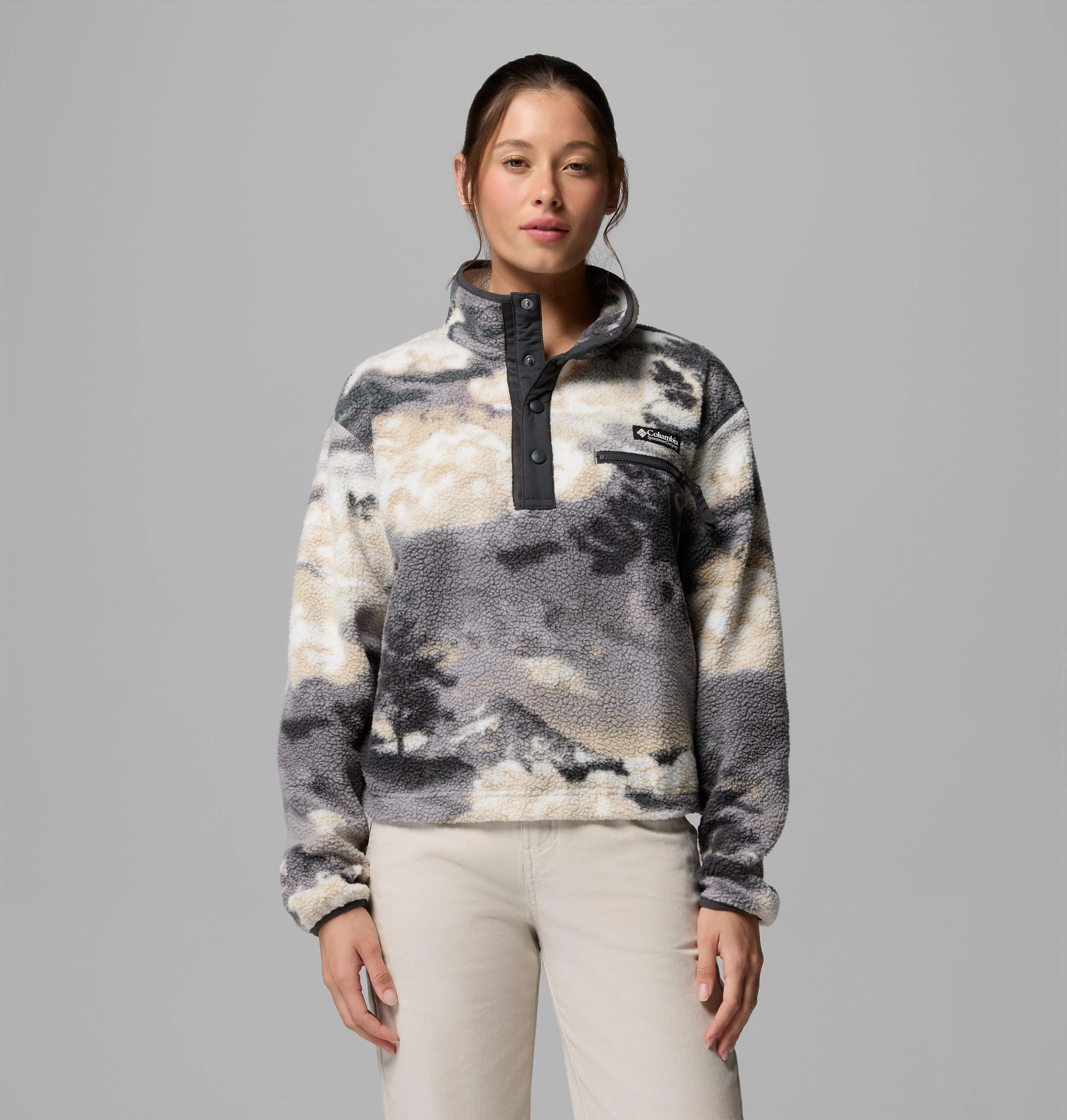 Women's Helvetia II Printed Cropped Half Snap Fleece Pullover - 1