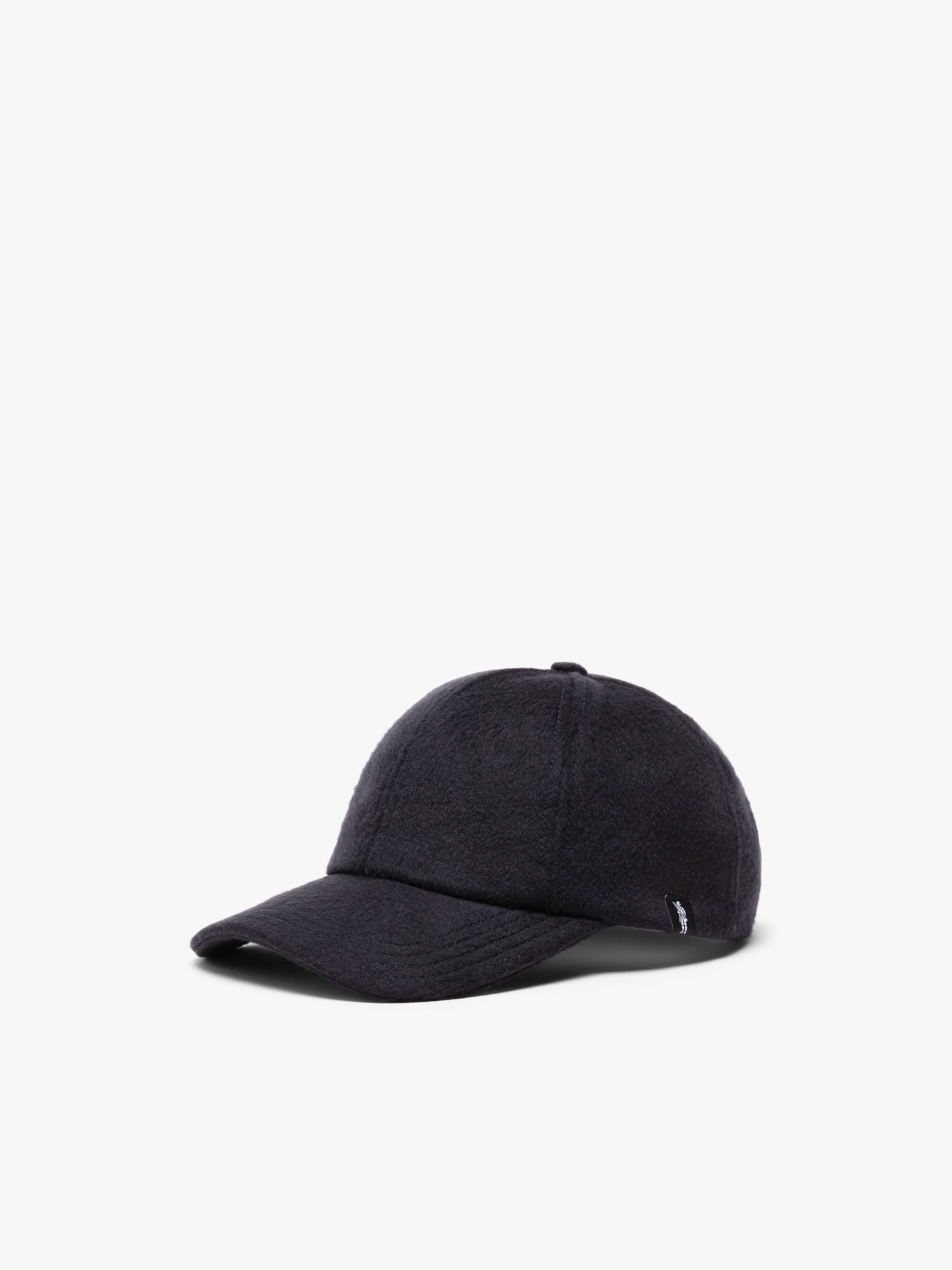 TIPPING NAVY WOOL & CASHMERE BASEBALL CAP - 1