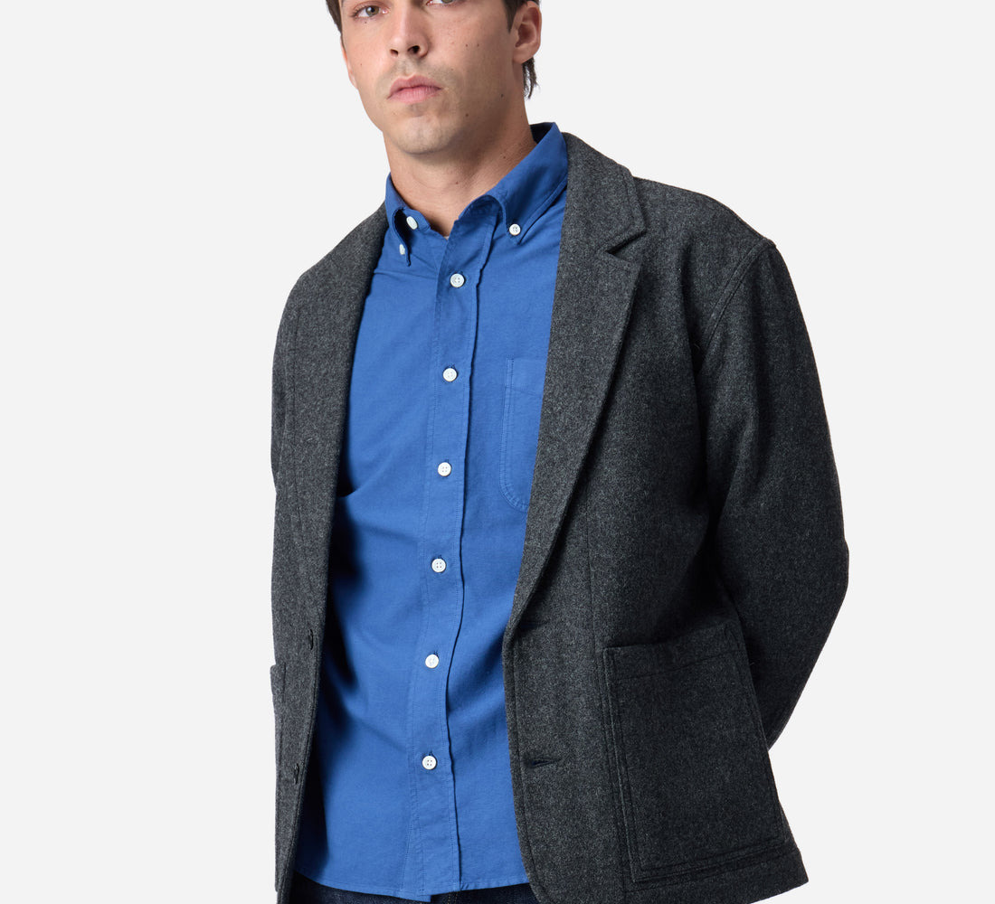 Work Blazer - Grey Melton Wool - 3