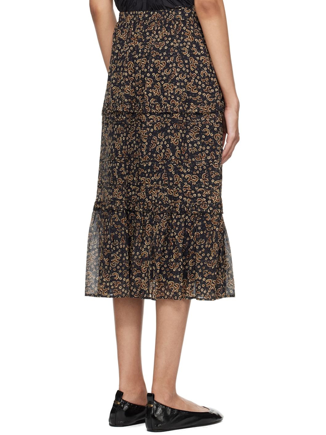 Black & Beige Diya Maxi Skirt - 3