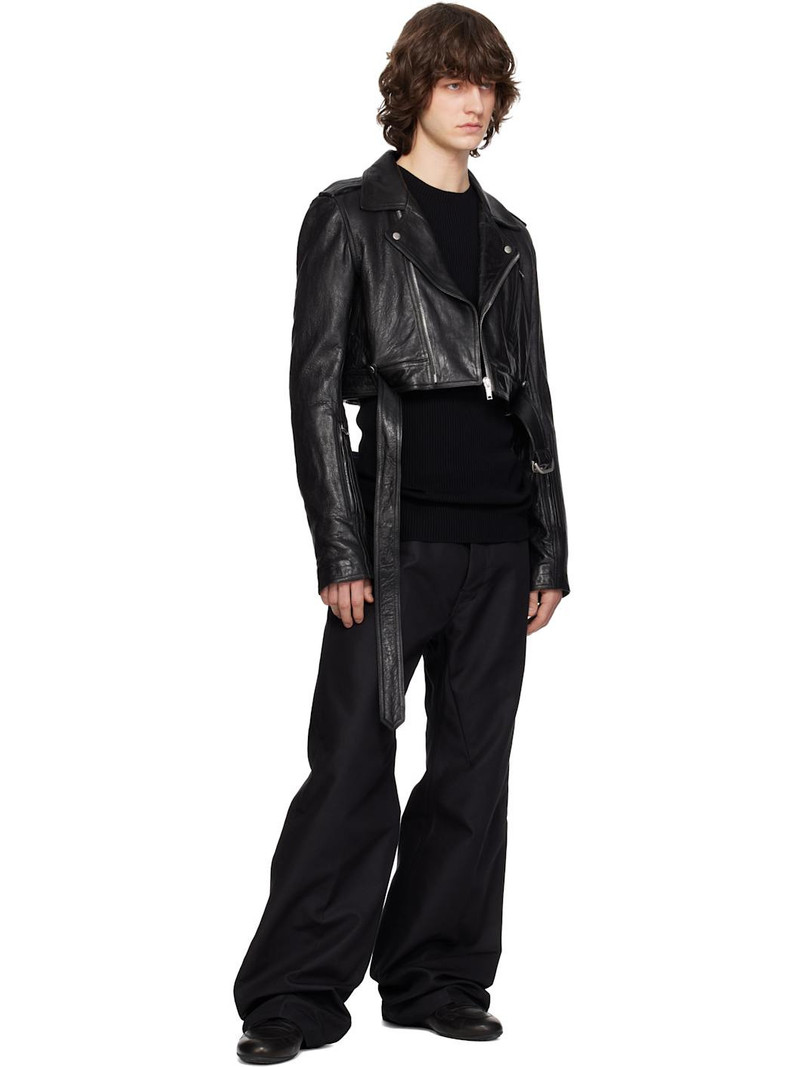 Rick Owens Black Temple Cropped Luke's Stooges Leather Jacket outlook