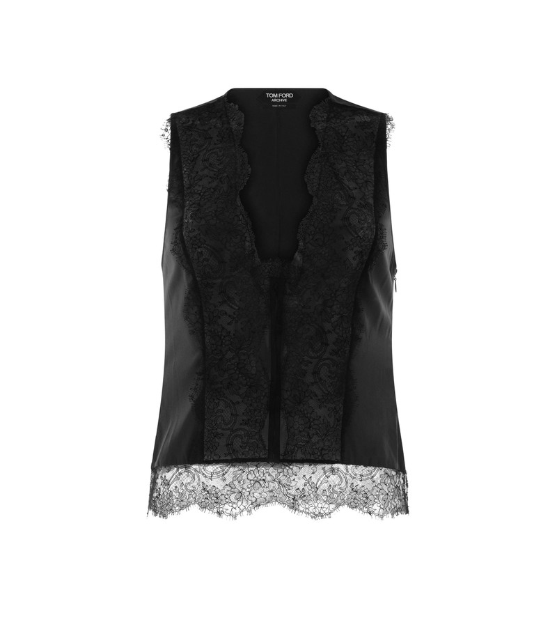 SILK SATIN & CHANTILLY LACE TOP 1
