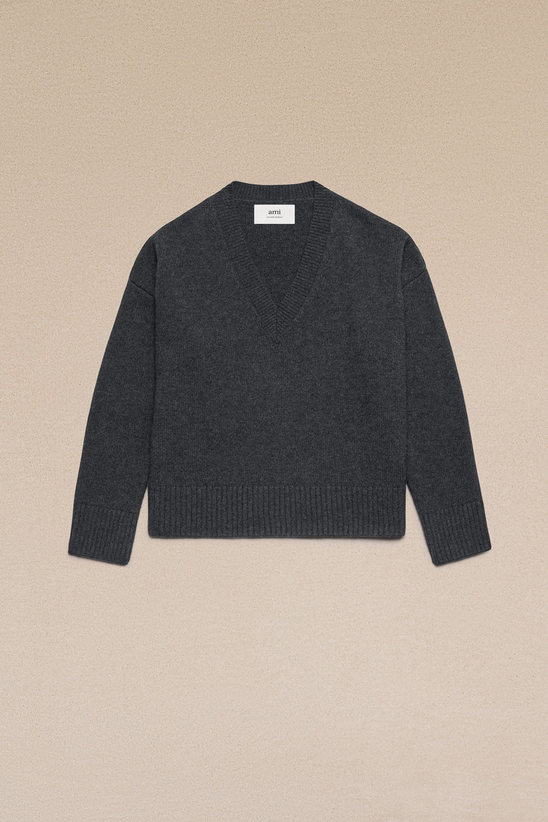 AMI PARIS Dark Grey Cropped Sweater