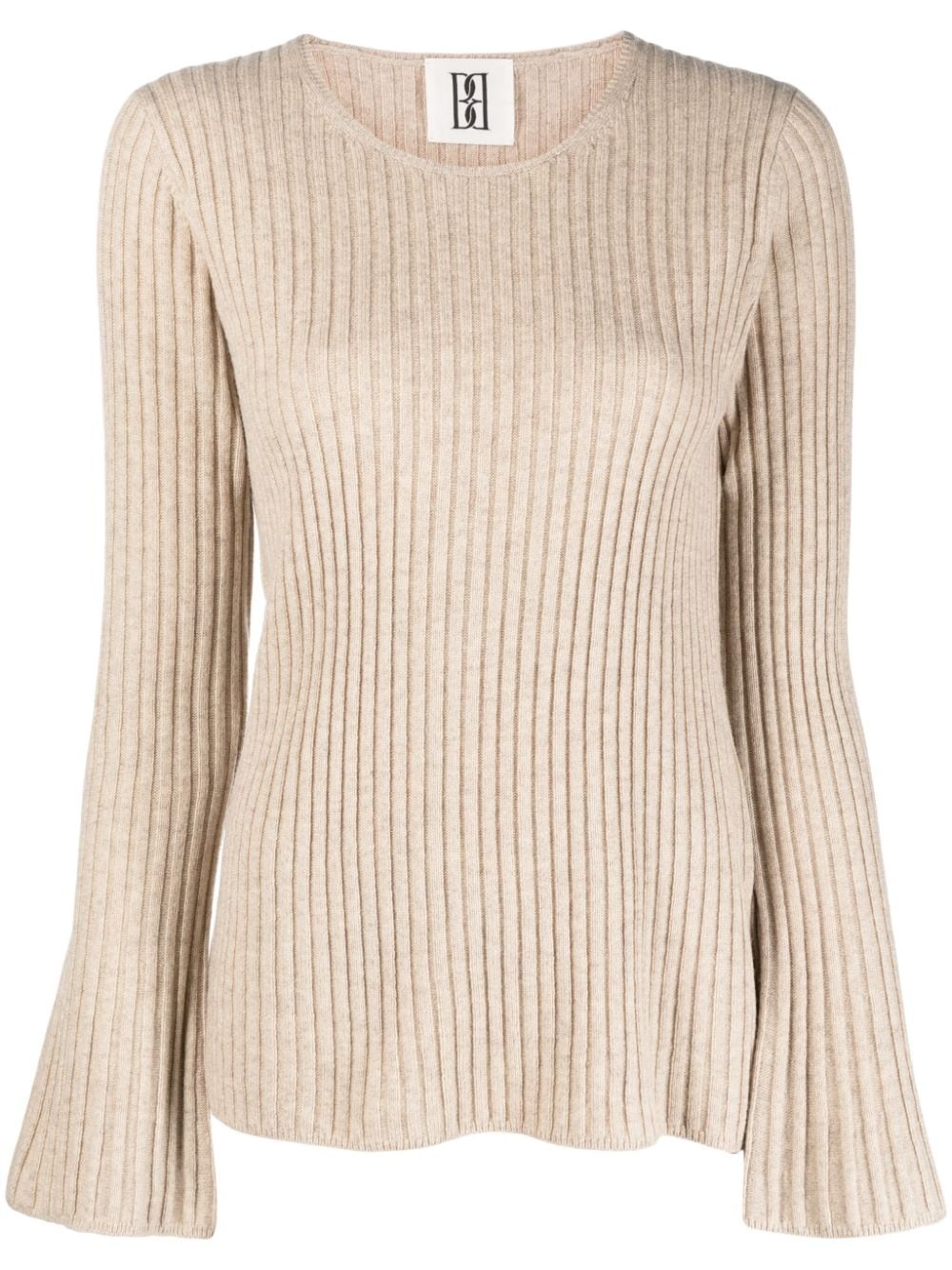 bell-sleeves ribbed-knit jumper - 1