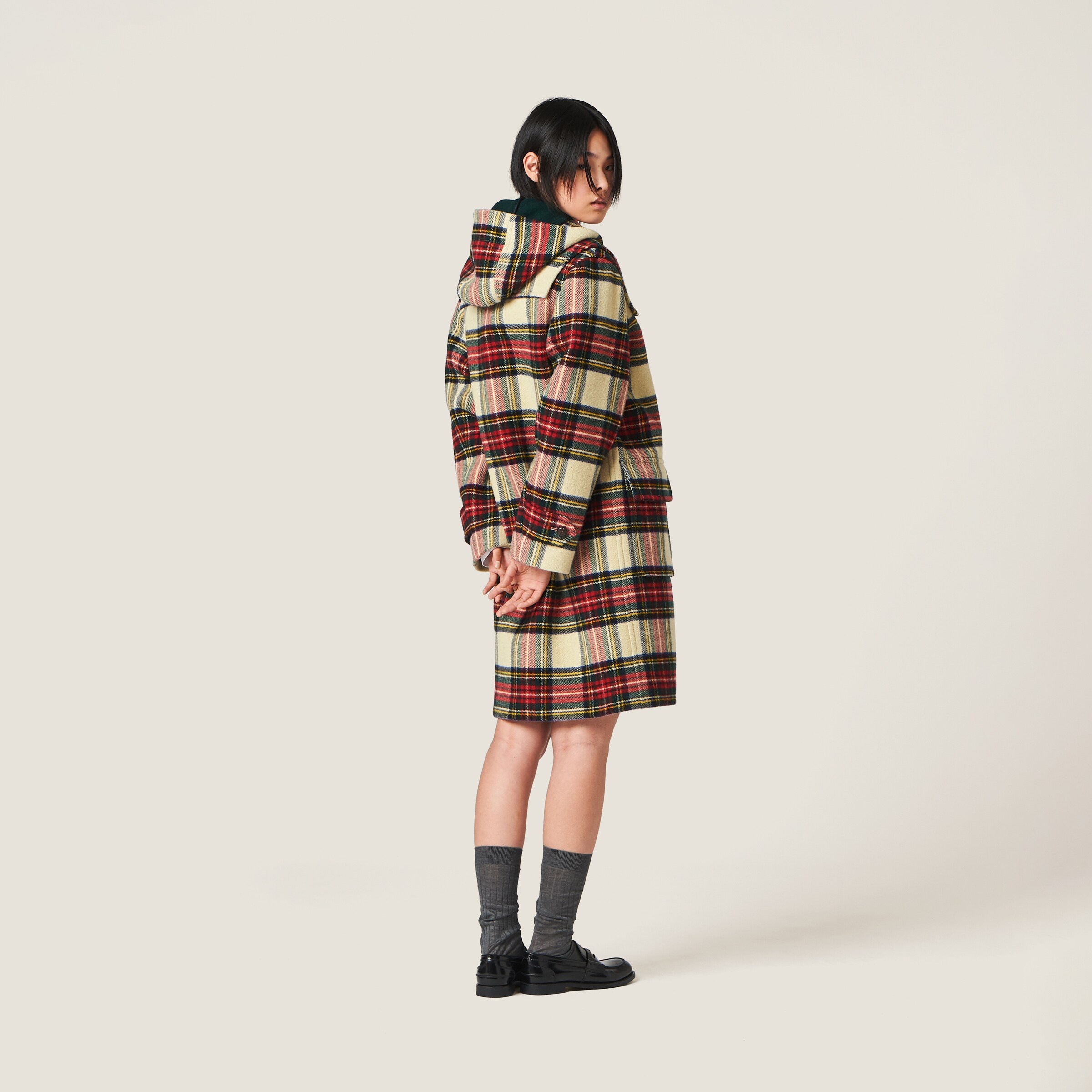 Single-breasted plaid cloth coat - 2