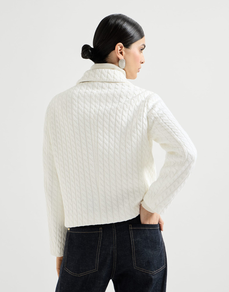 Cotton cable knit blazer with monili 3