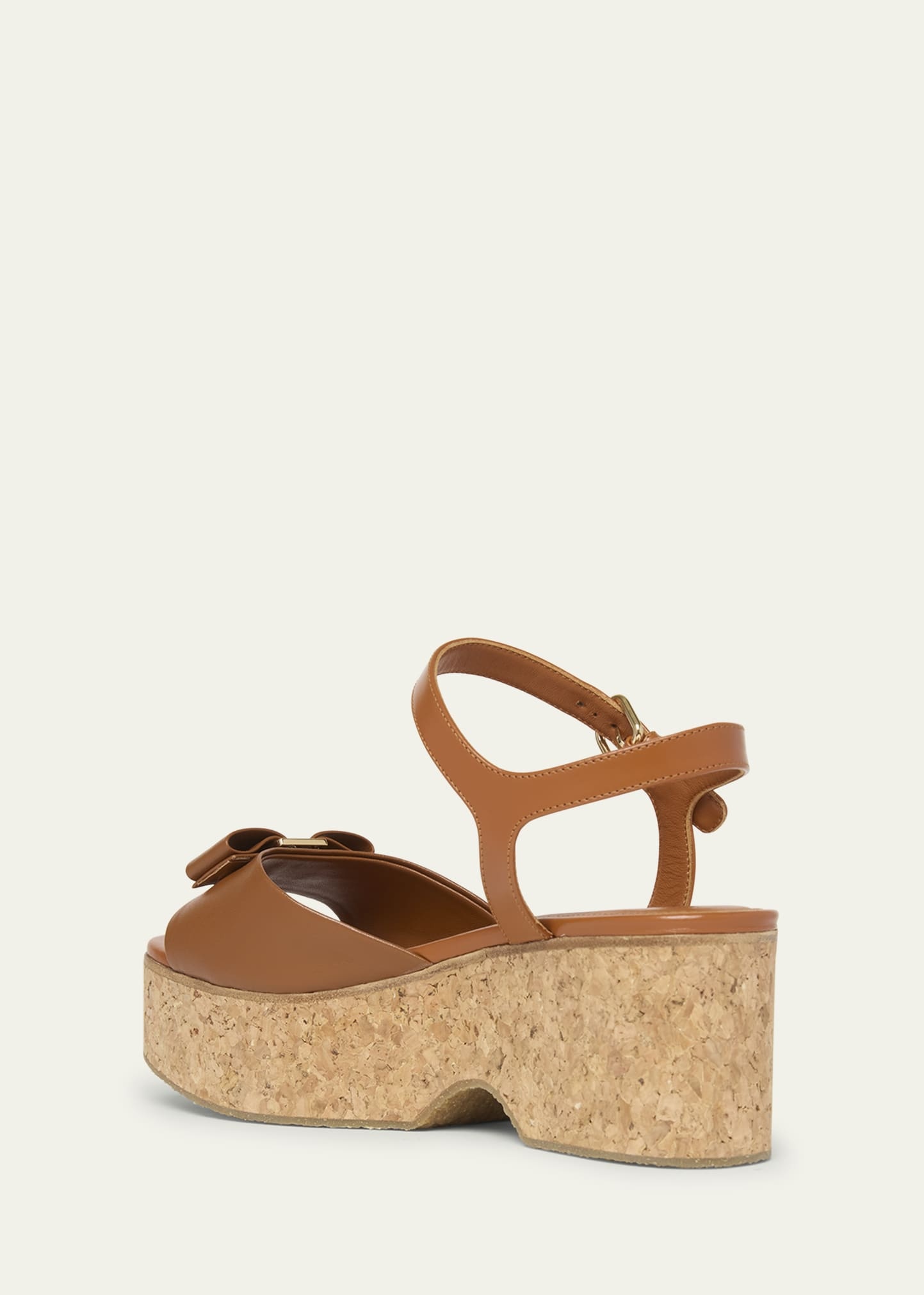 Selna Leather Bow Platform Sandals - 2