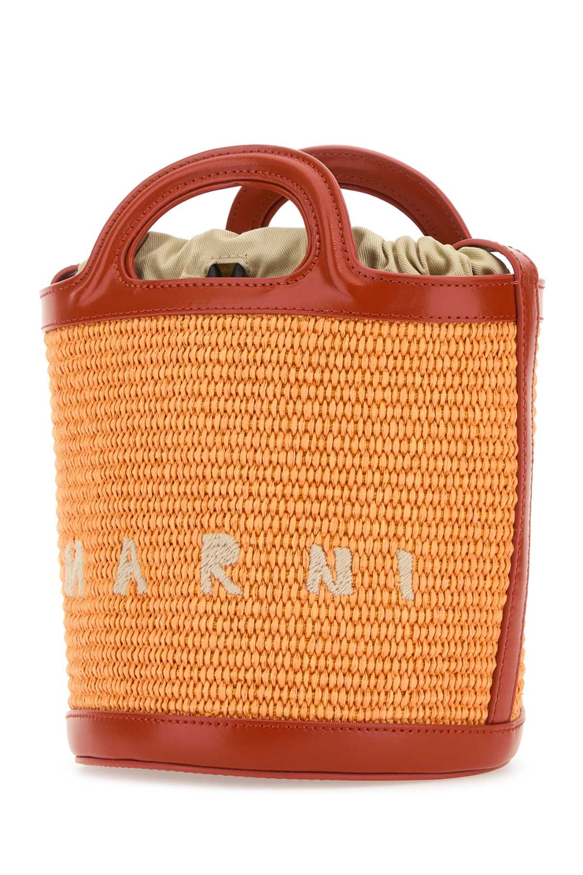 Marni Women Two-Tone Leather And Raffia Tropicalia Bucket Bag - 2